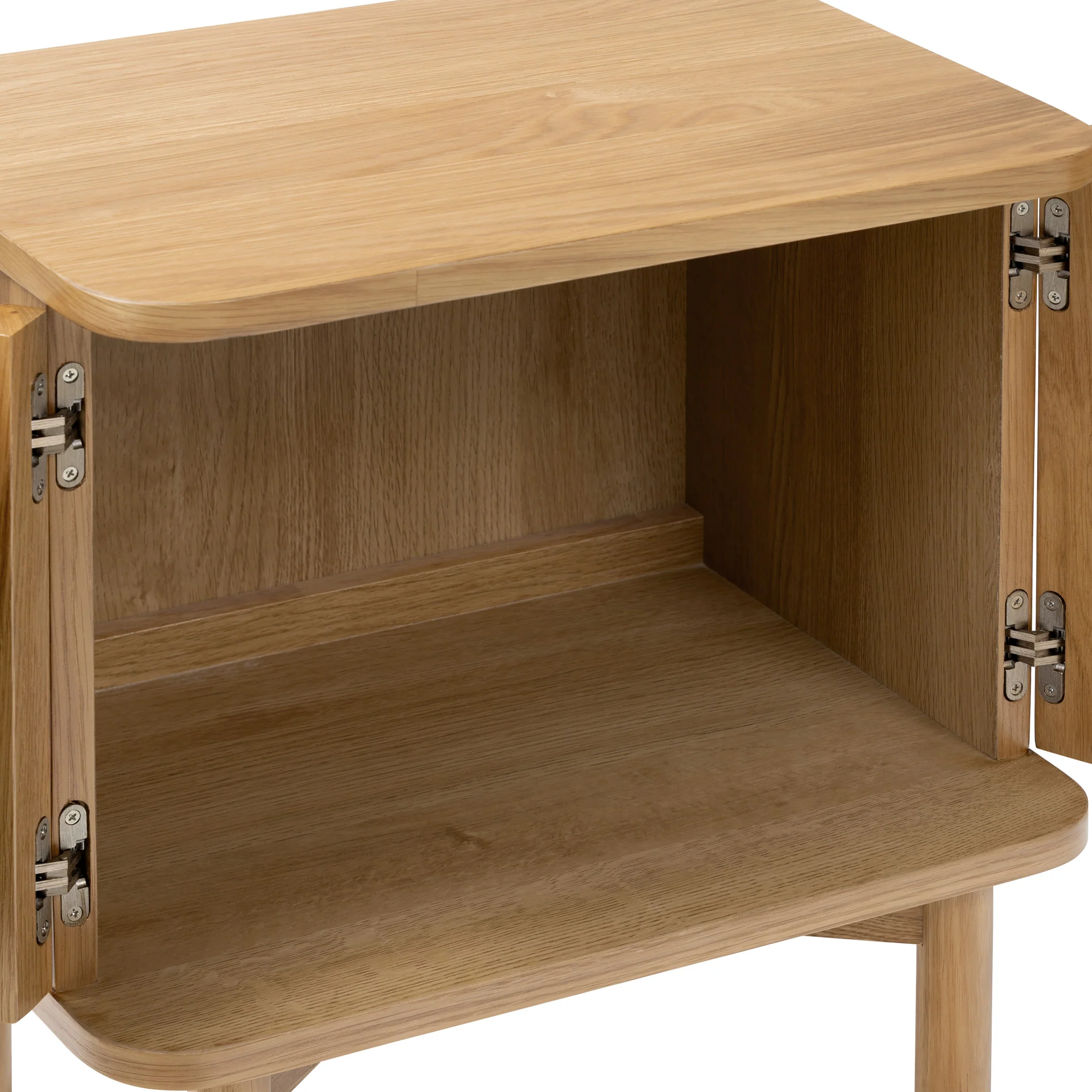 Shorwell Oak Slatted 2 Door Bedside Table - Image 9