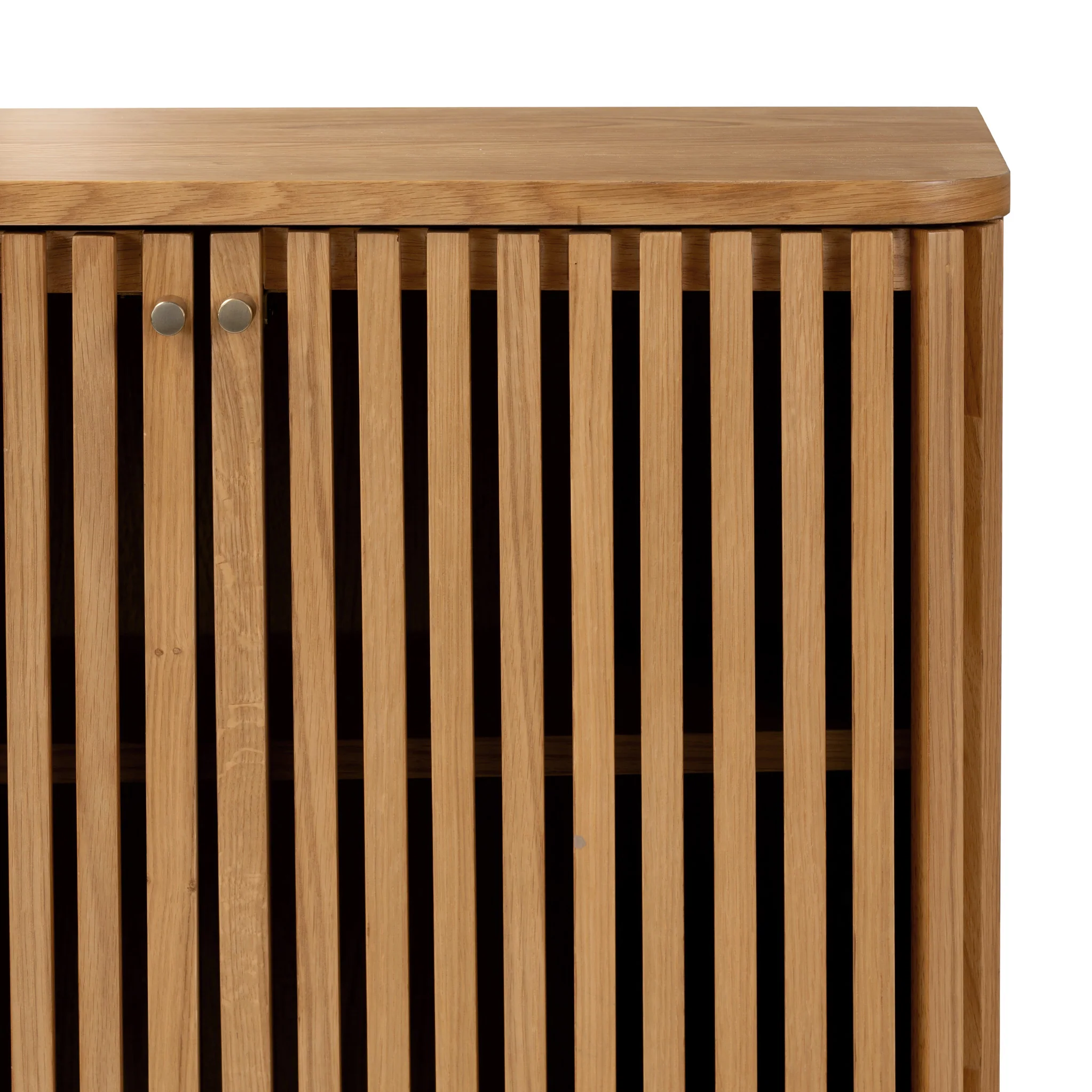 Shorwell Oak Slatted 2 Drawer 2 Door Cabinet - Image 7