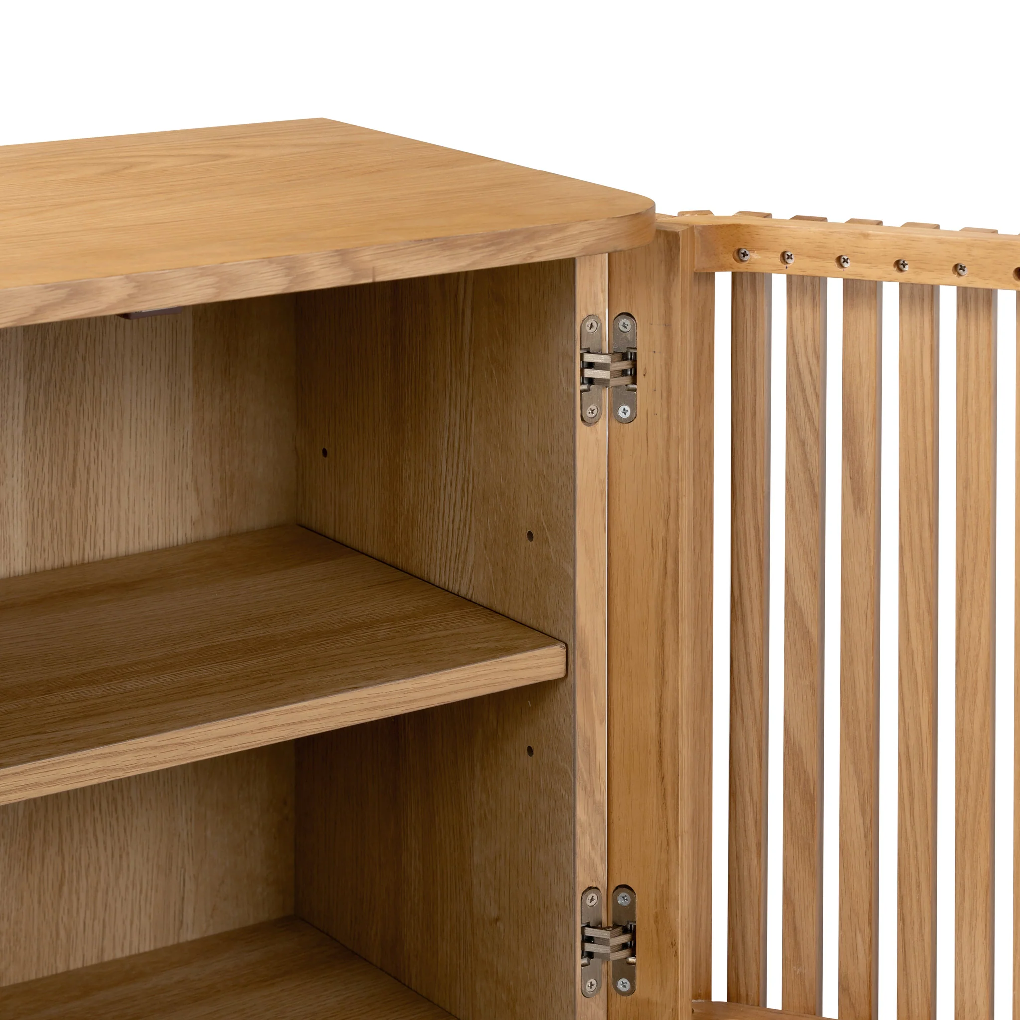 Shorwell Oak Slatted 2 Drawer 2 Door Cabinet - Image 9
