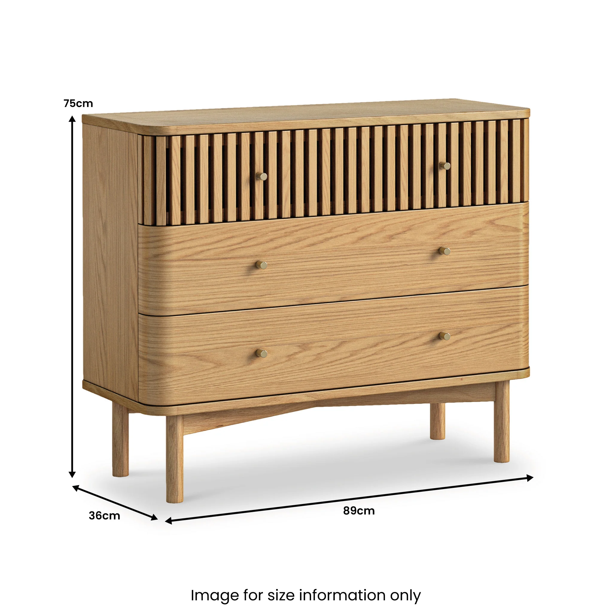 Shorwell Oak Slatted 3 Drawer Chest - Image 3