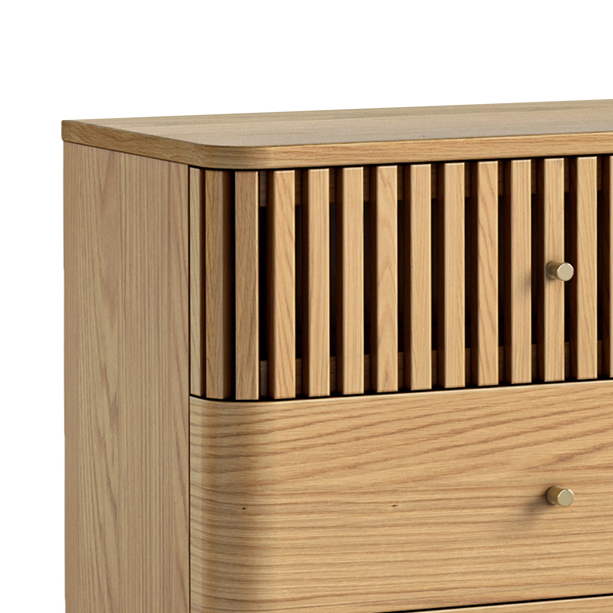 Shorwell Oak Slatted 6 Drawer Chest - Image 3