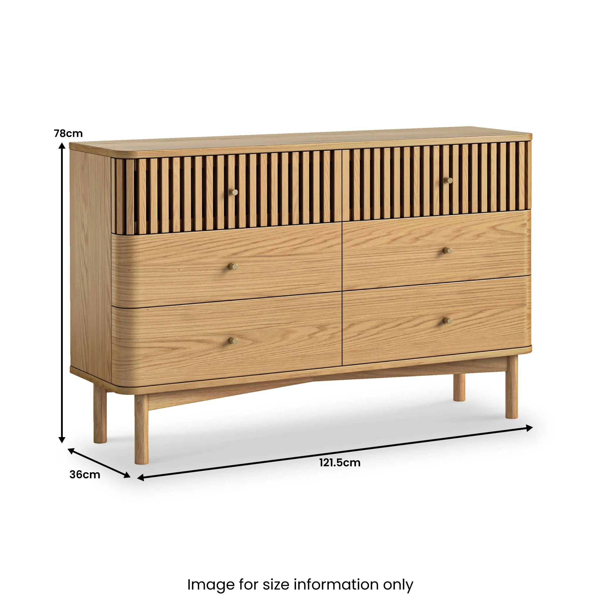Shorwell Oak Slatted 6 Drawer Chest - Image 5