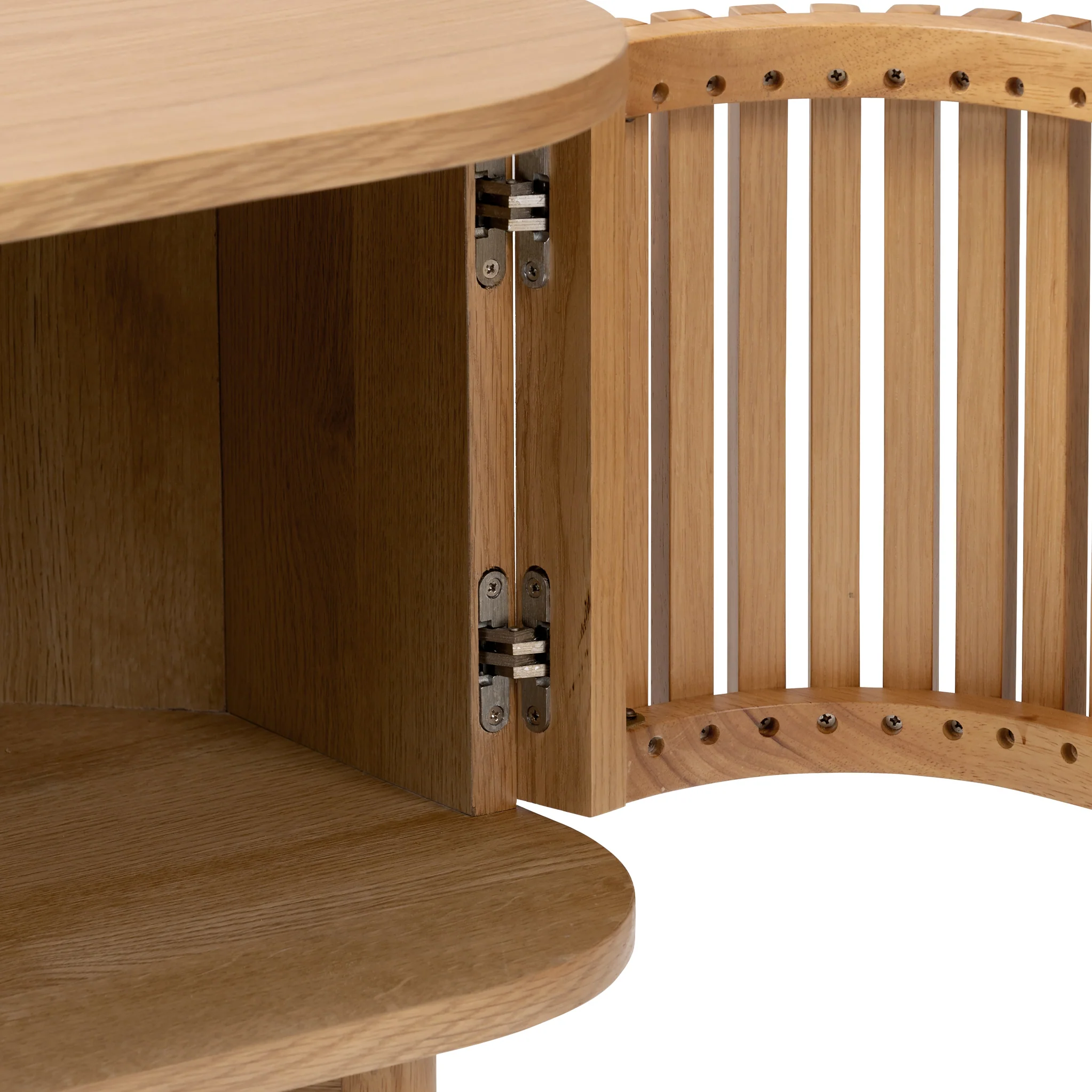 Shorwell Oak Slatted Corner TV Unit - Image 10
