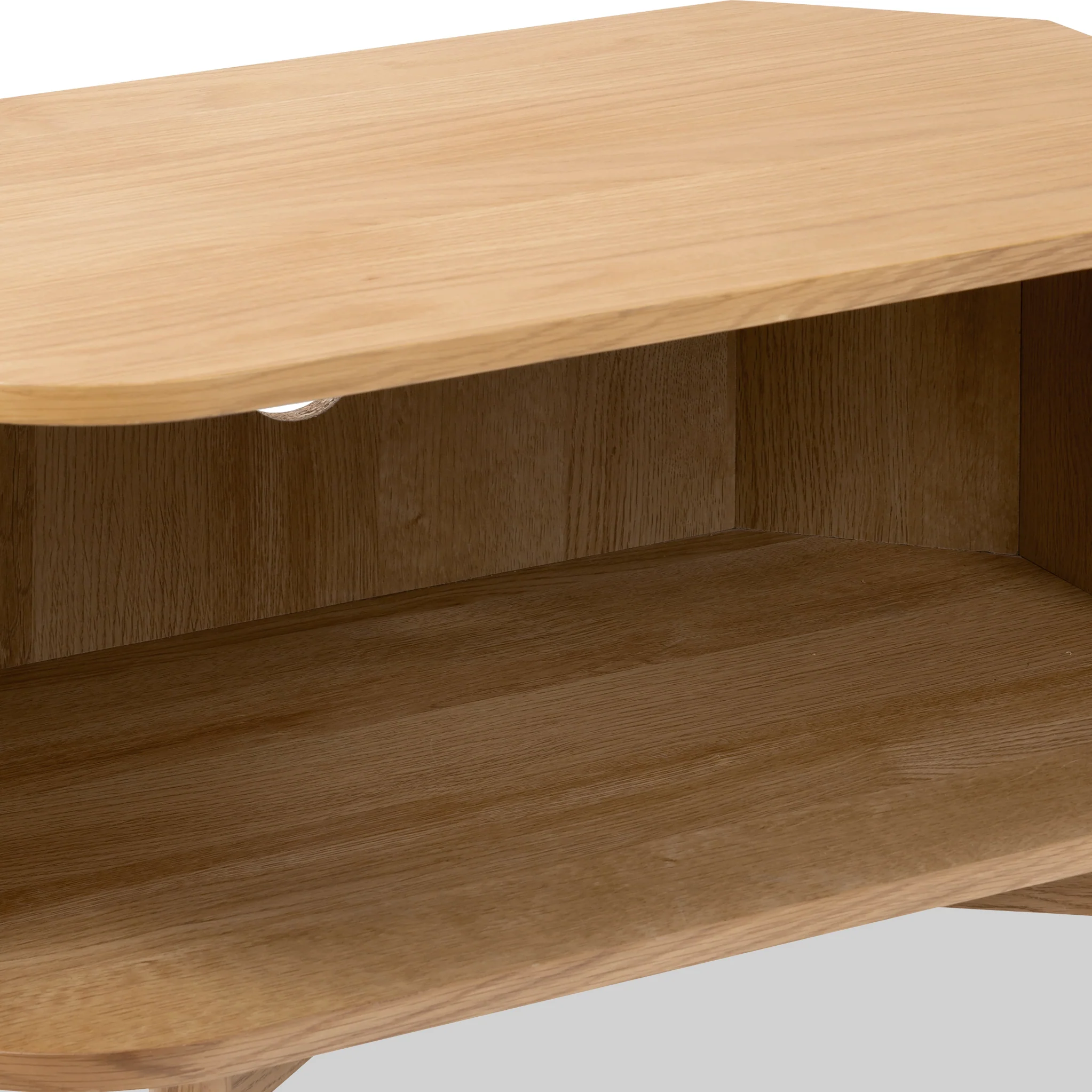 Shorwell Oak Slatted Corner TV Unit - Image 11