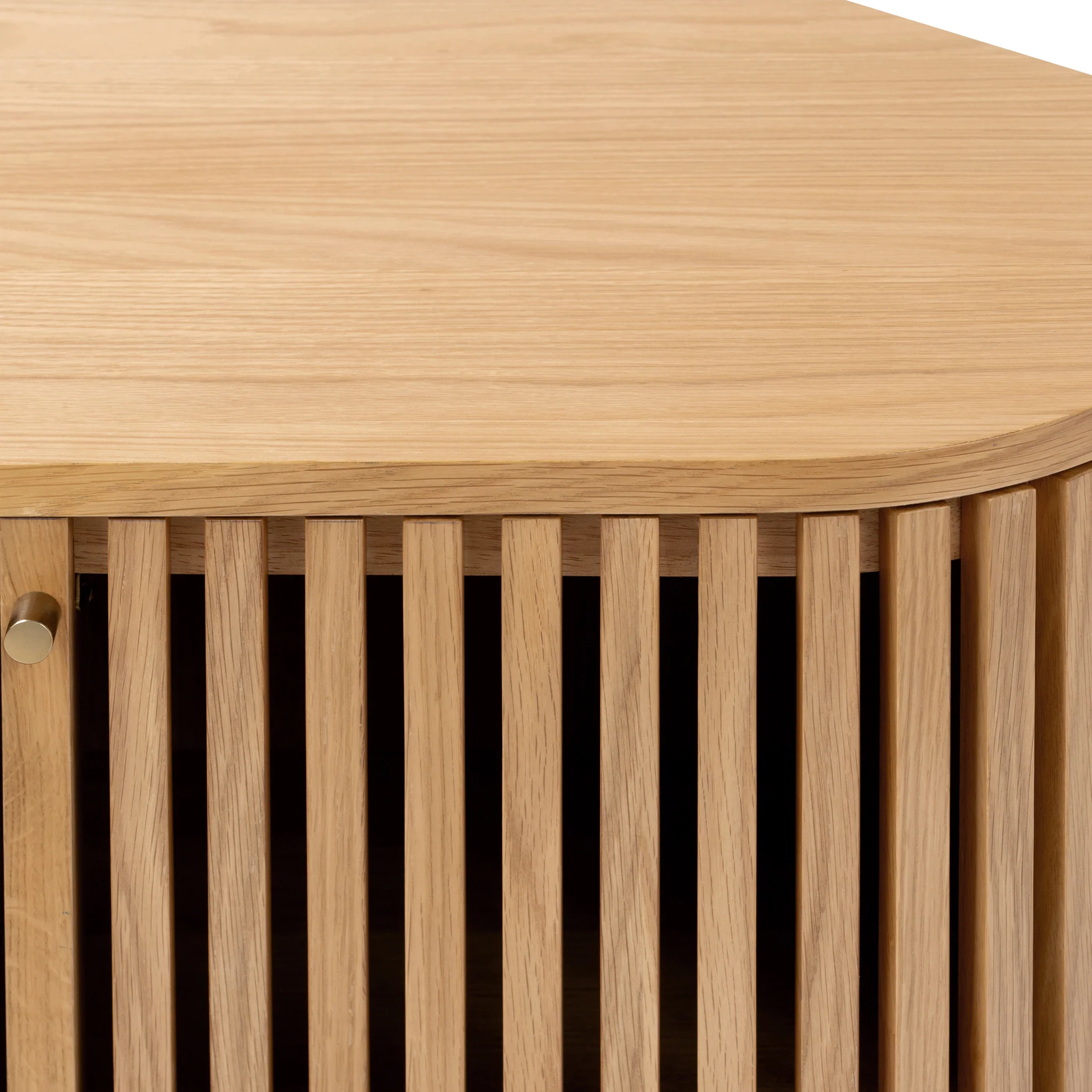 Shorwell Oak Slatted Corner TV Unit - Image 12