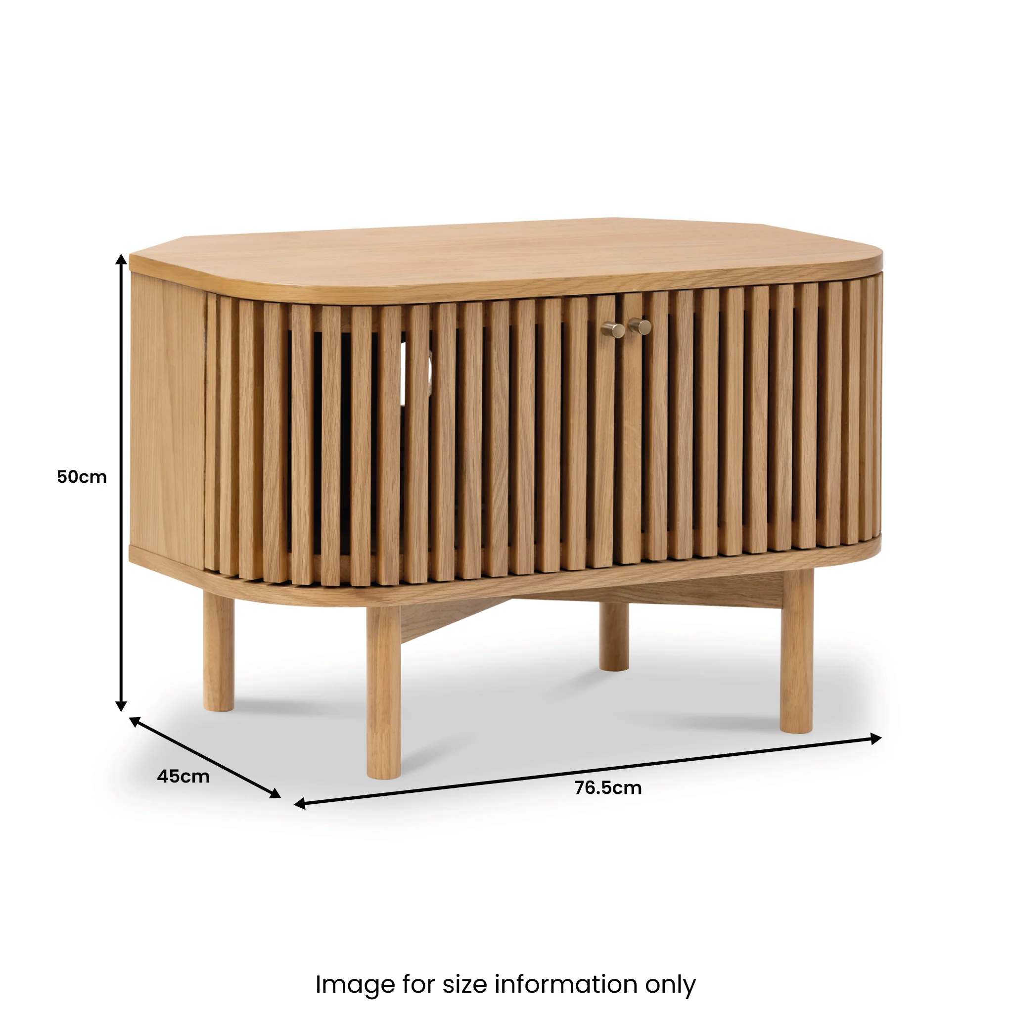 Shorwell Oak Slatted Corner TV Unit - Image 15