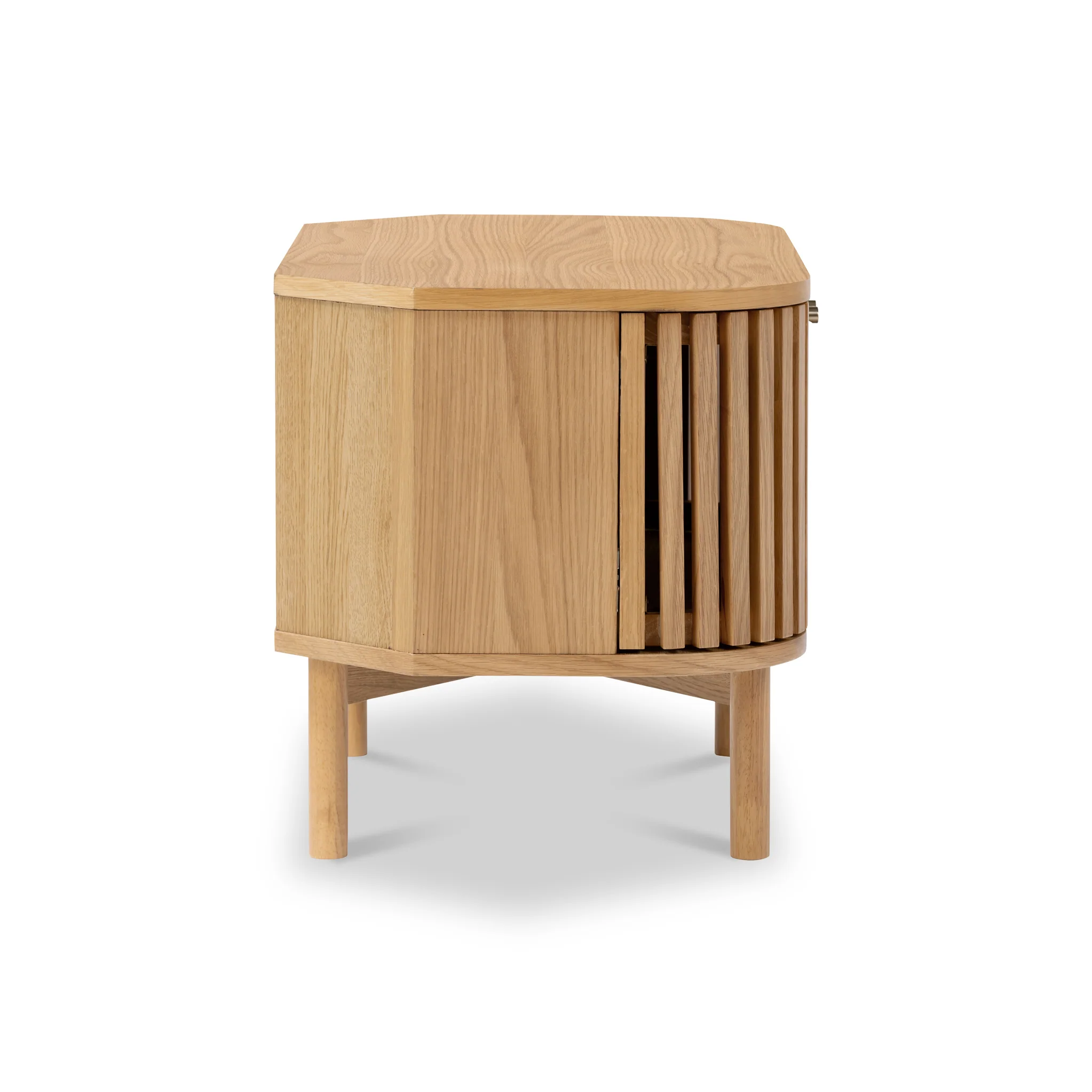 Shorwell Oak Slatted Corner TV Unit - Image 5