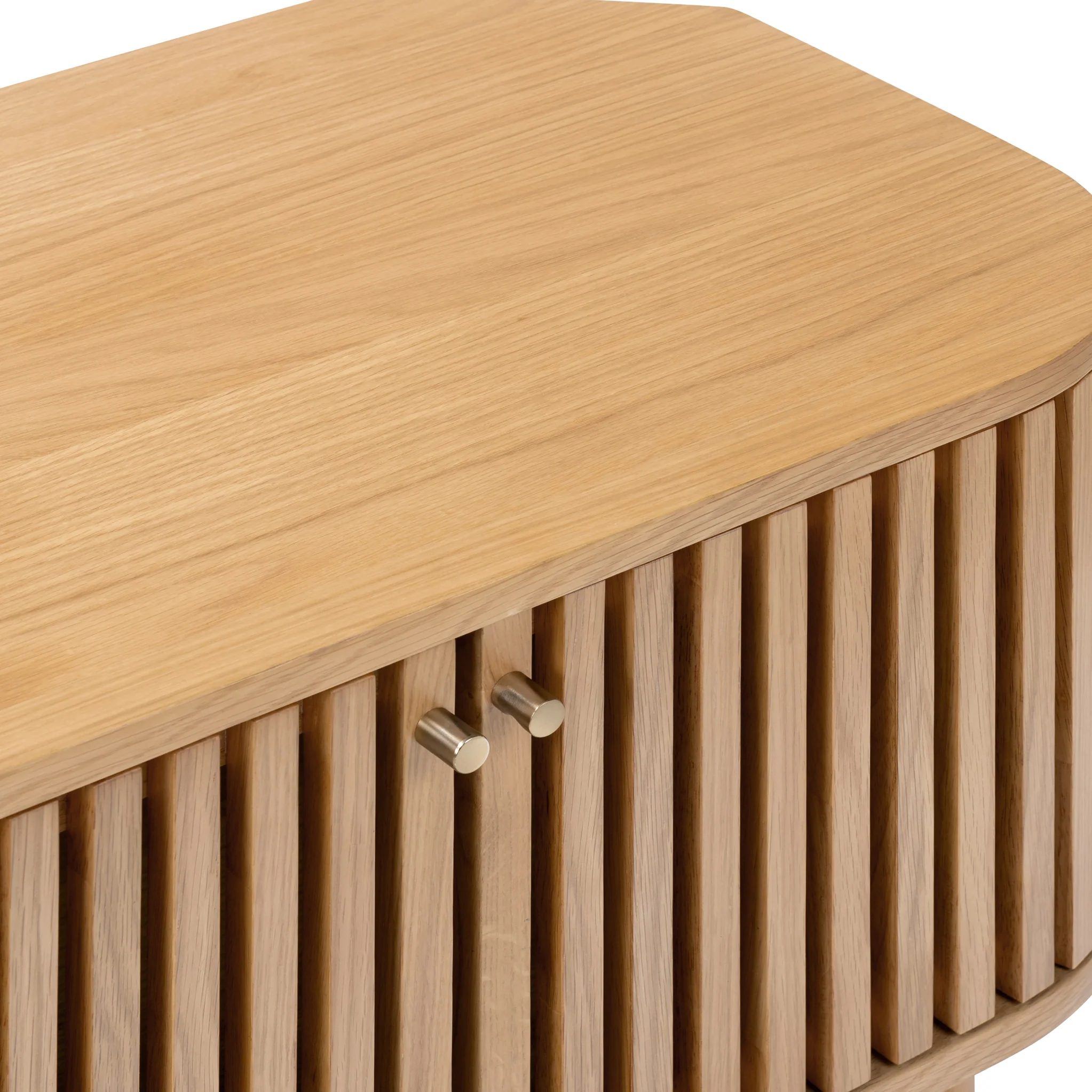 Shorwell Oak Slatted Corner TV Unit - Image 8