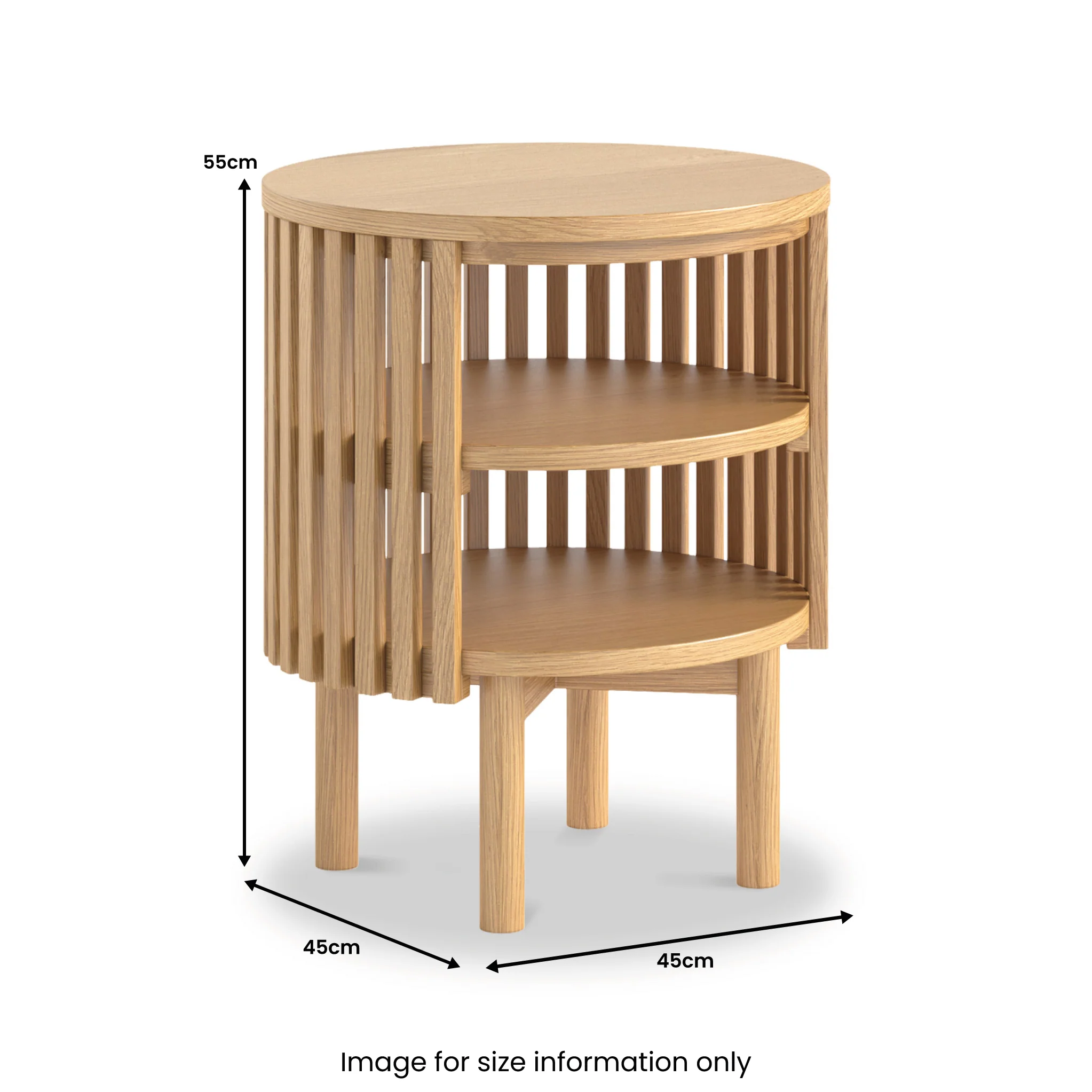 Shorwell Oak Slatted Open Shelf Side Table - Image 3