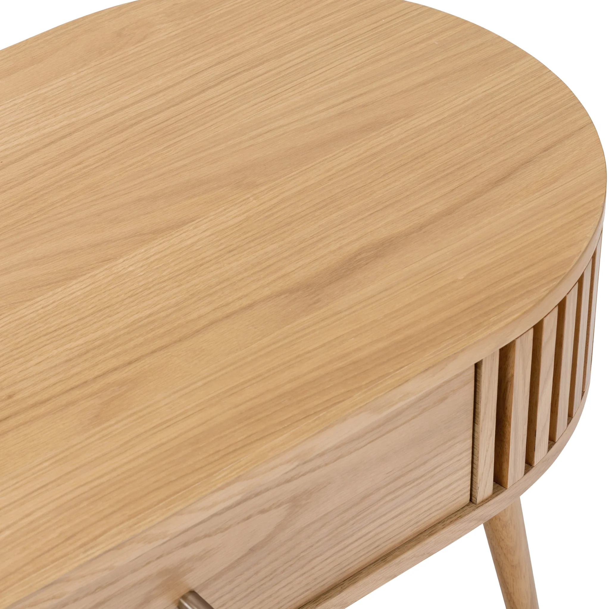 Shorwell Oak Slatted Oval 1 Drawer Coffee Table - Image 6