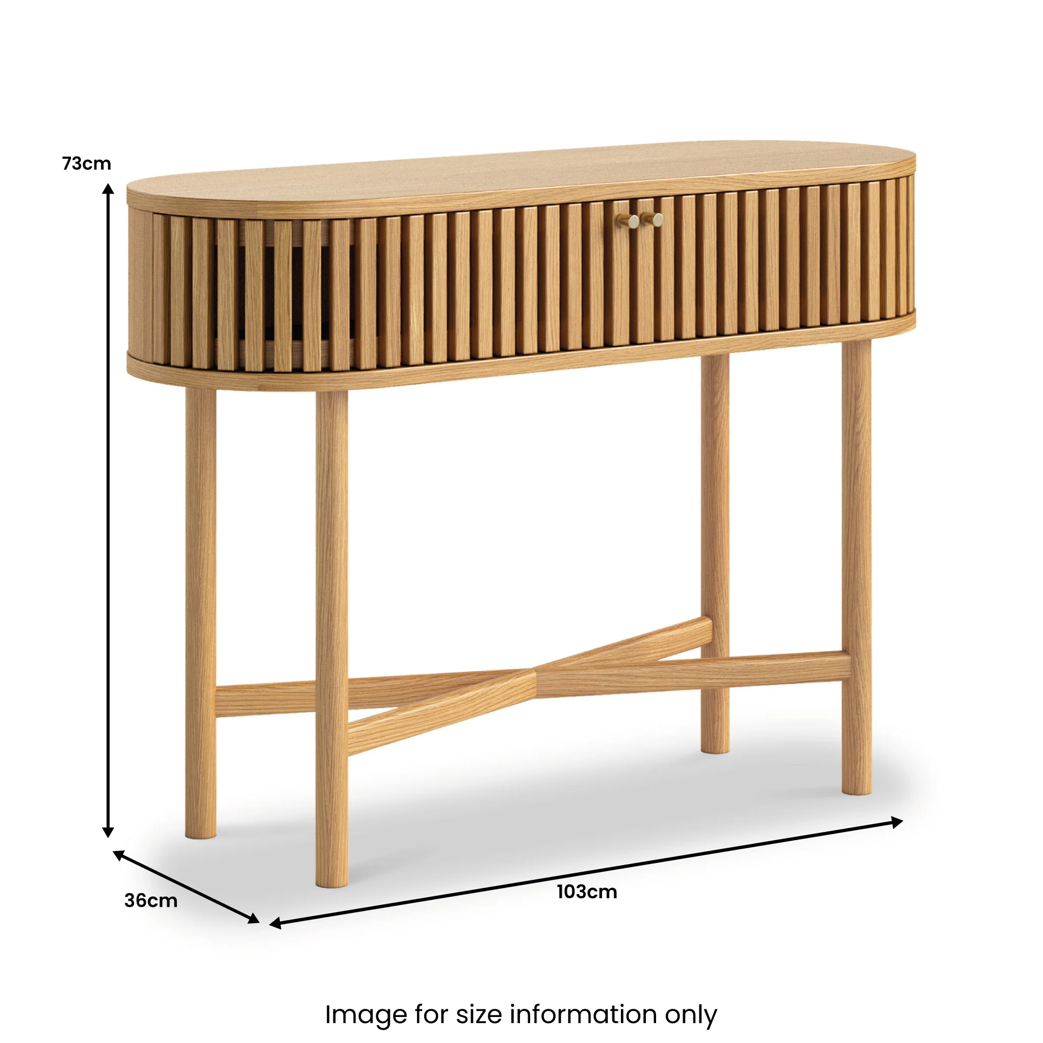 Shorwell Oak Slatted Oval Console Table - Image 3