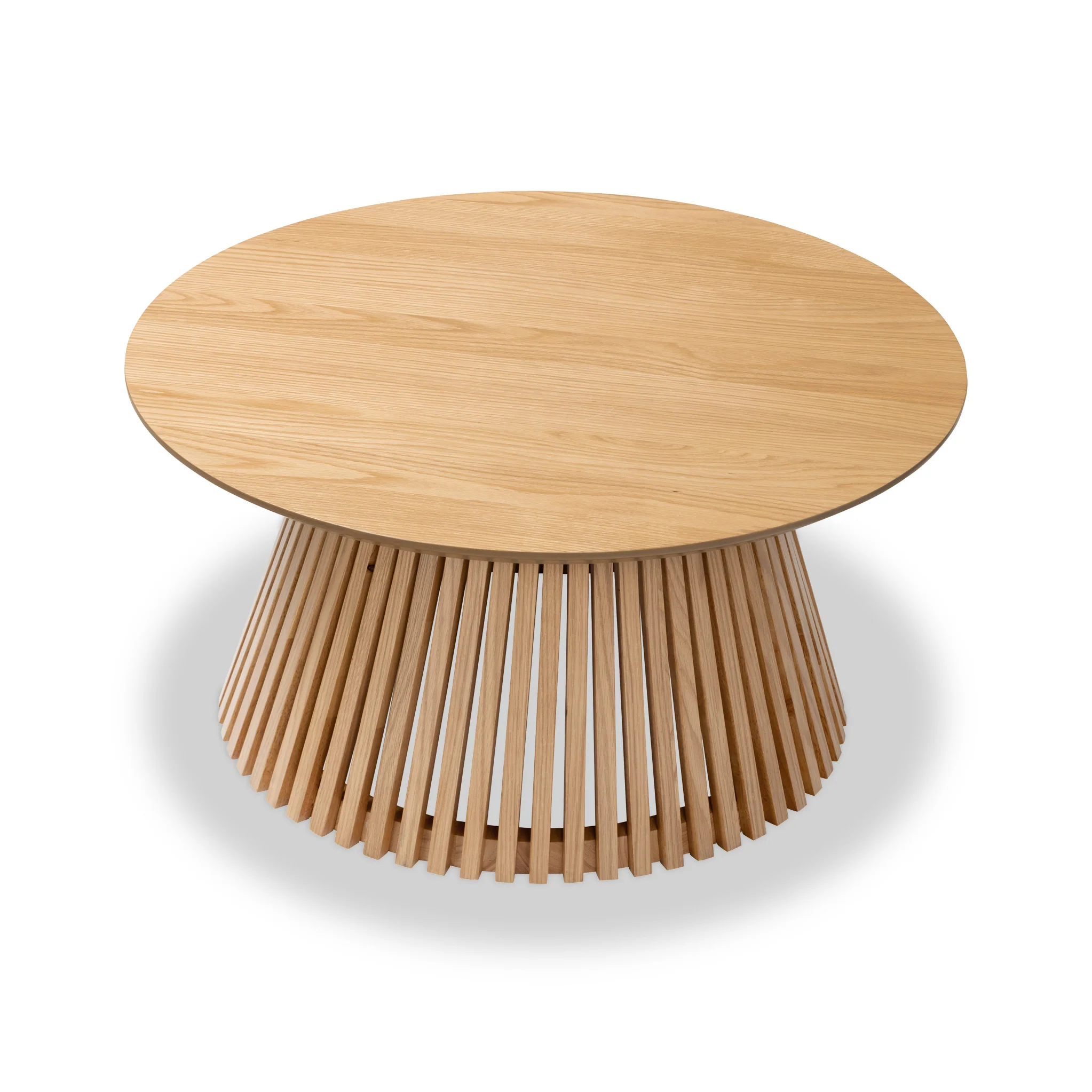 Shorwell Oak Slatted Round Coffee Table - Image 3