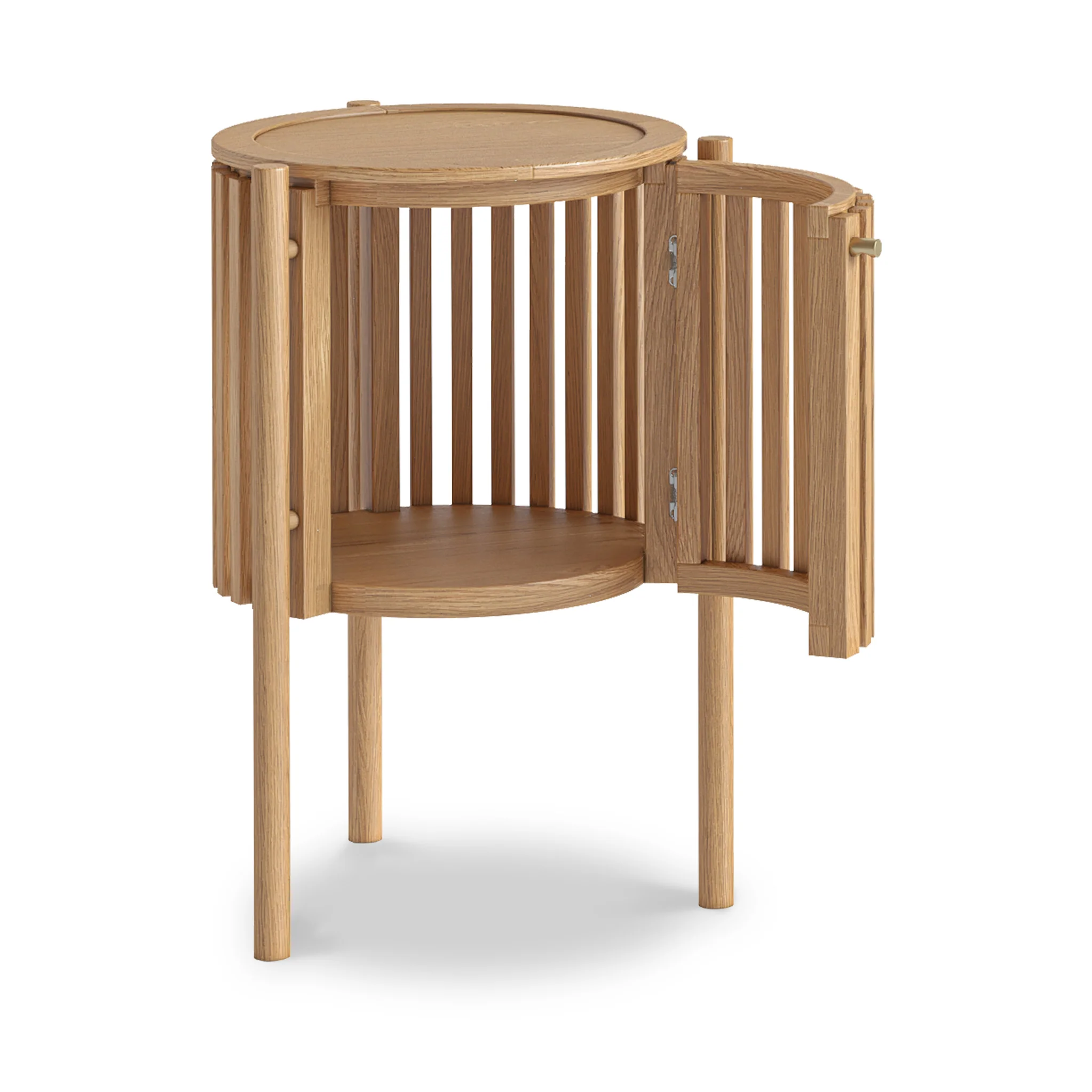 Shorwell Oak Slatted Story 1 Door Side Table - Image 3