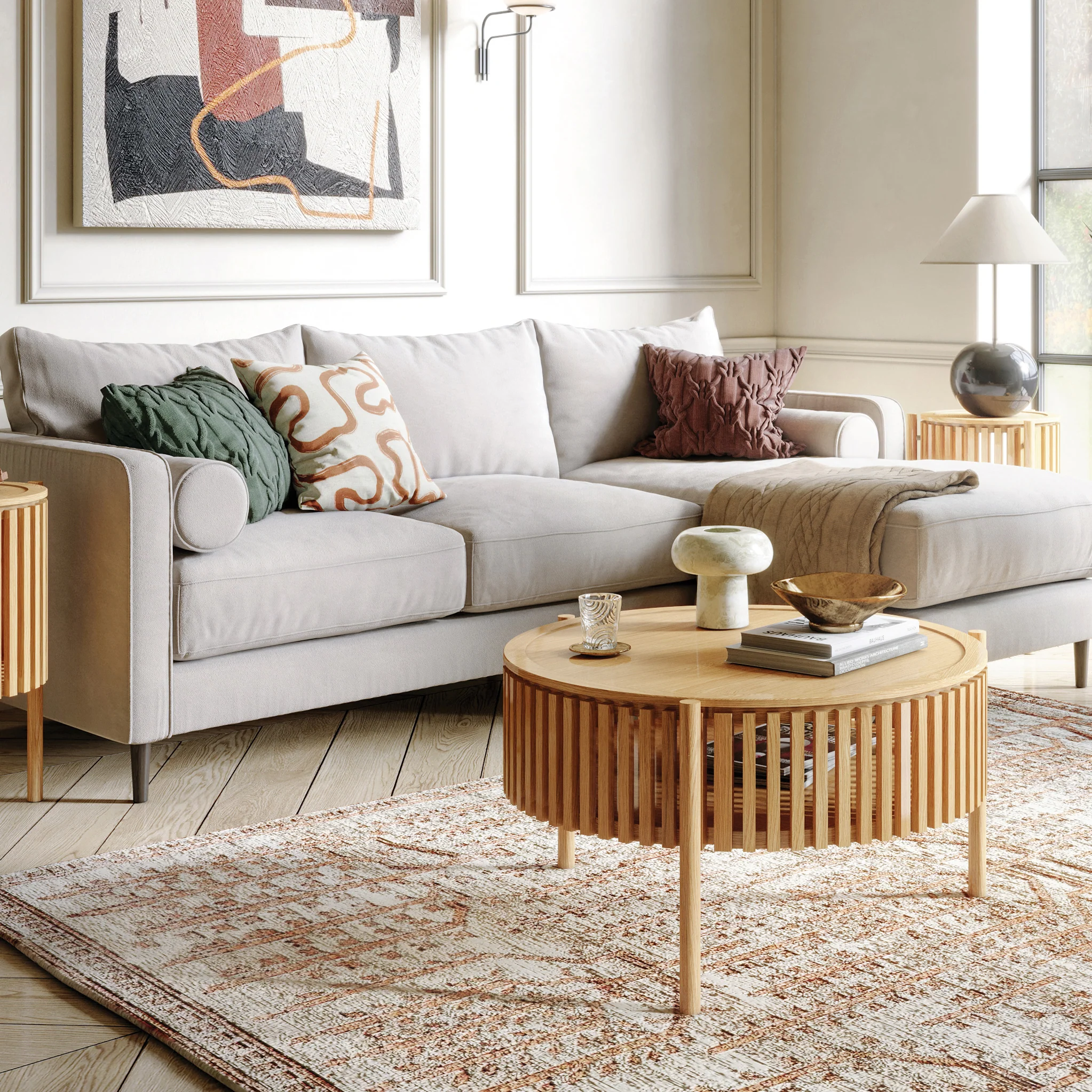 Shorwell Oak Slatted Story 2 Door Coffee Table - Image 4