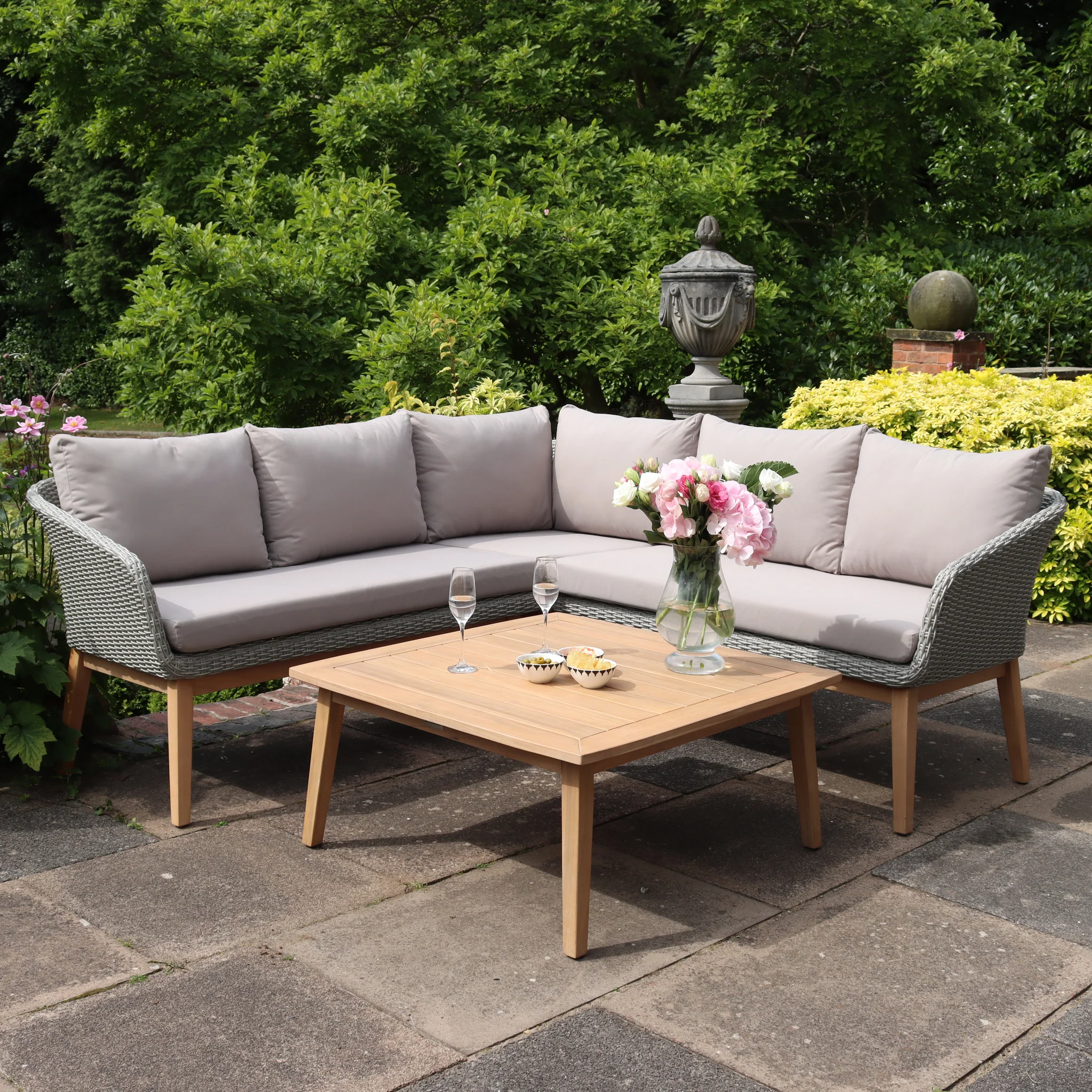 Sol 5 Seater Corner Lounge Set with Square Coffee Table - Image 2