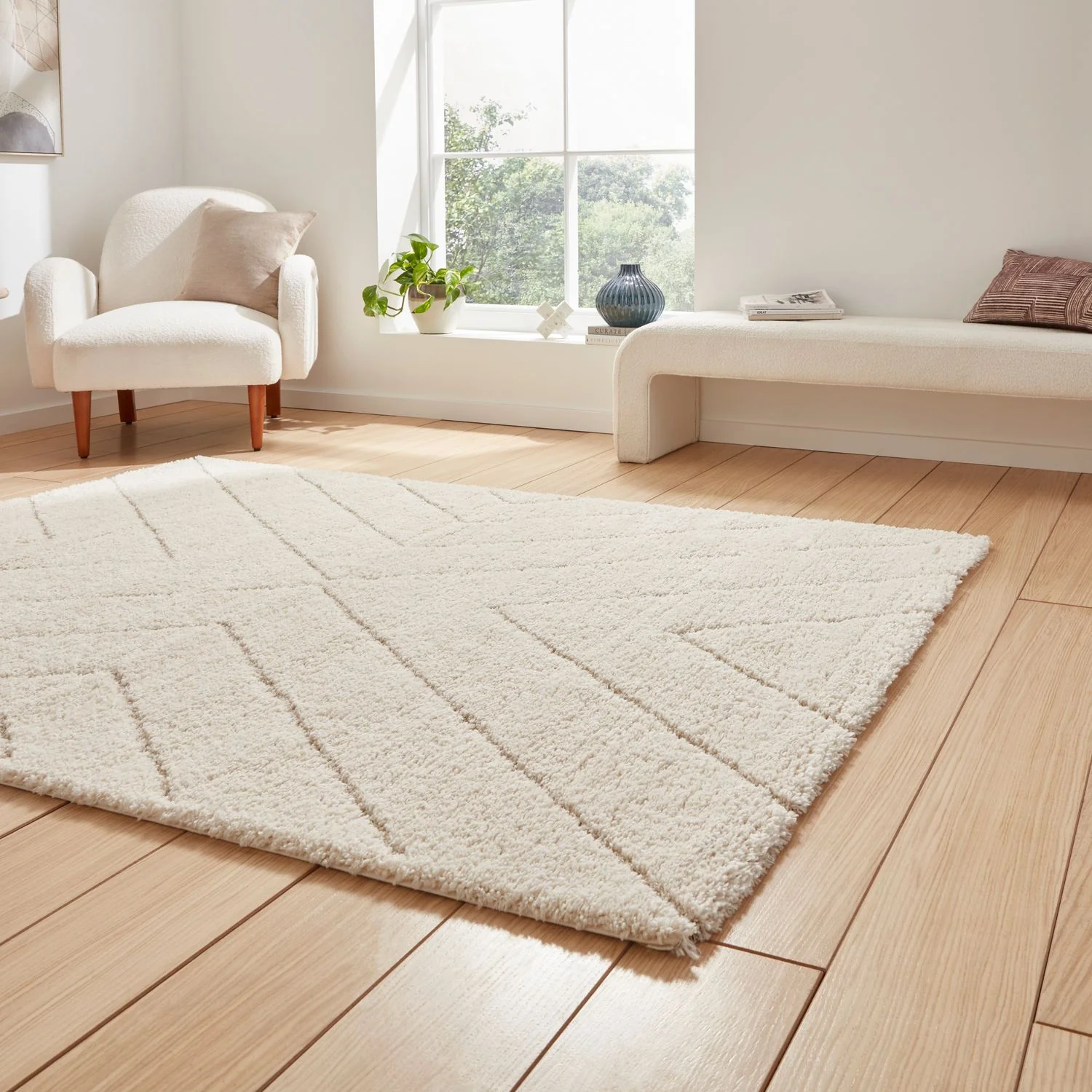 Somerville Chevron Shaggy Berber Rug - Image 3