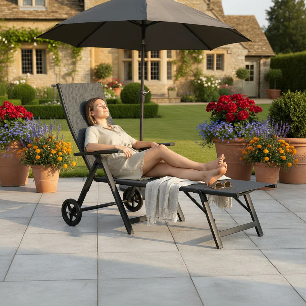 Sorrento Wheeled Sun Lounger - Image 2