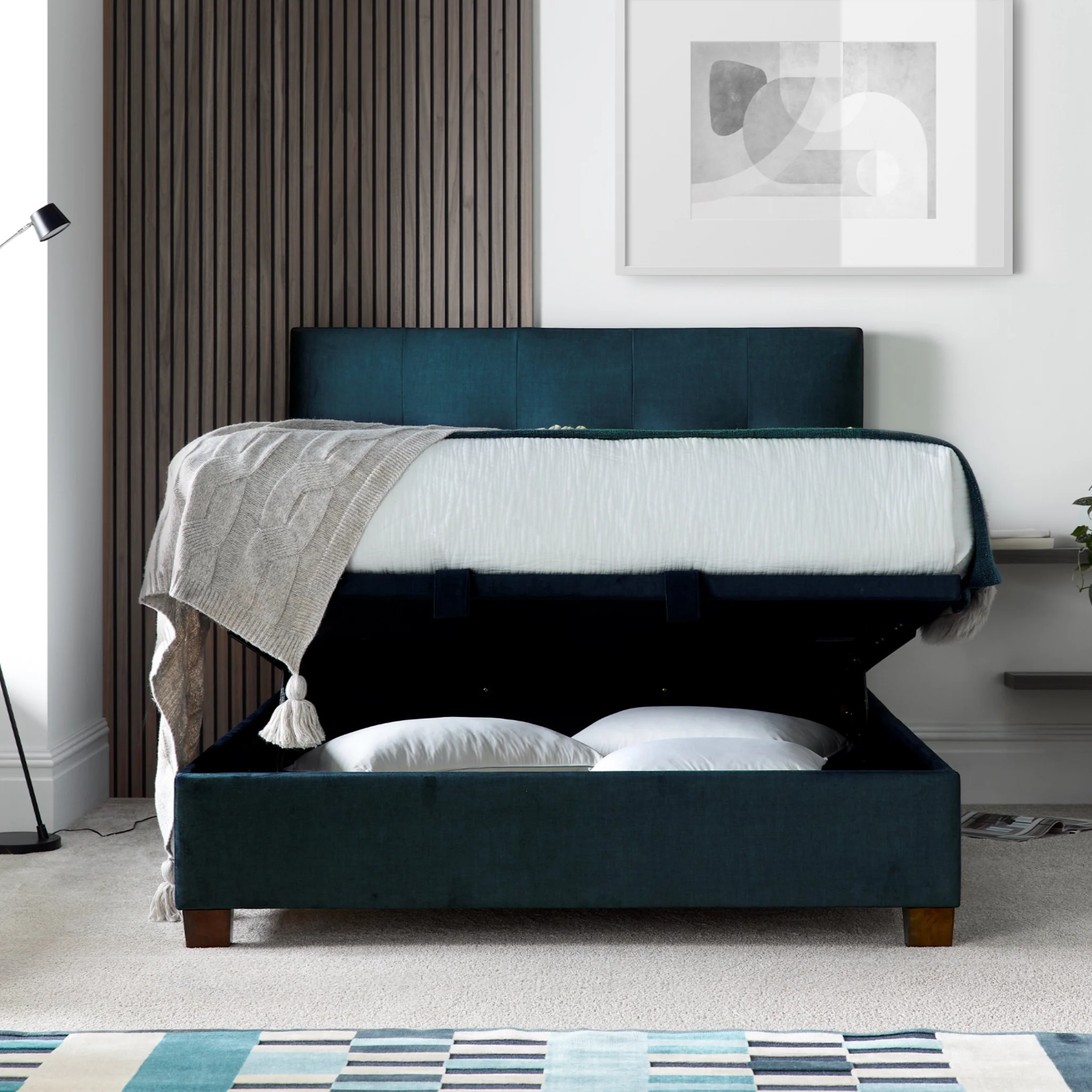 Southwick Velvet Ottoman Storage Bed Frame - Image 3