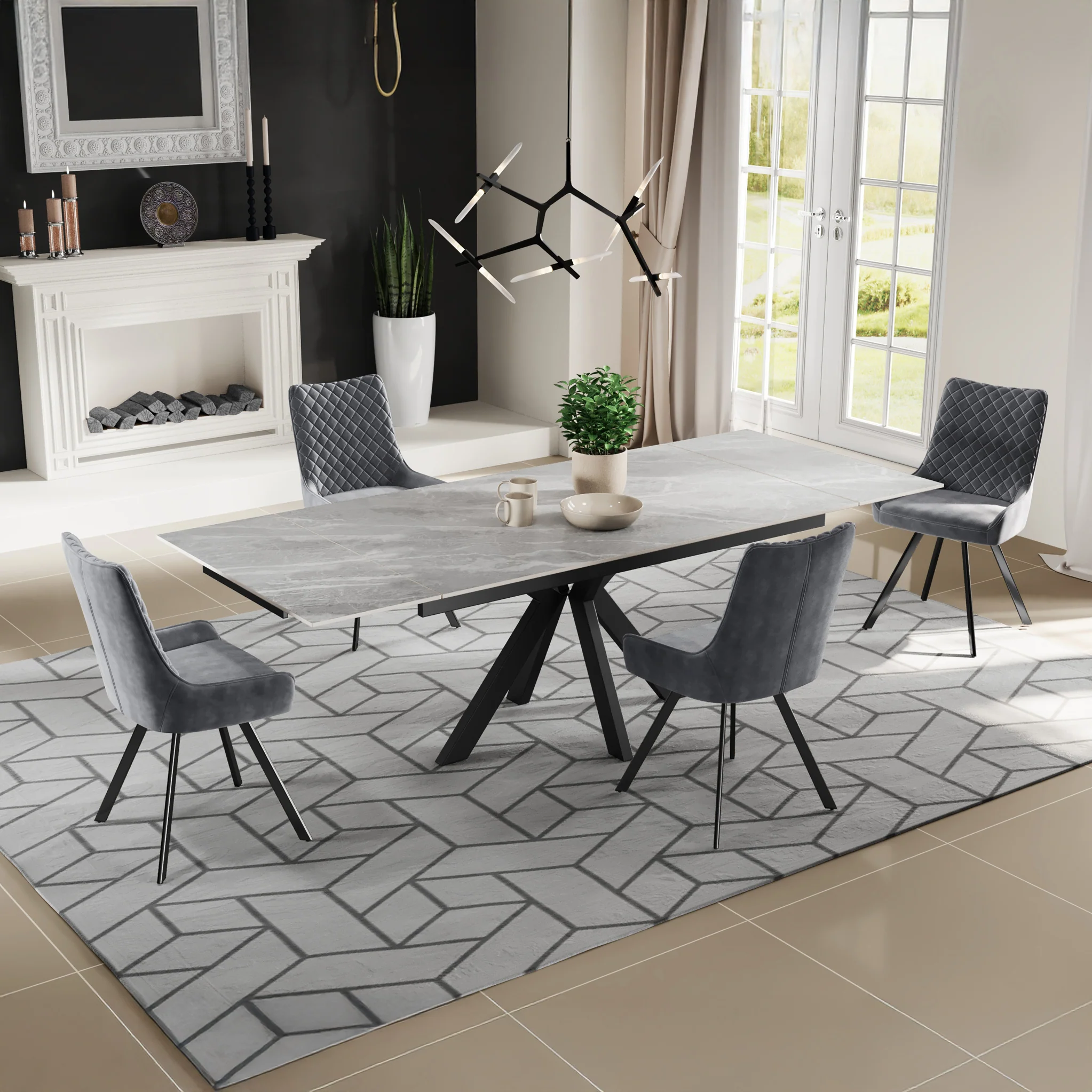 Spencer 160-240cm Extendable Ceramic Dining Table - Image 2