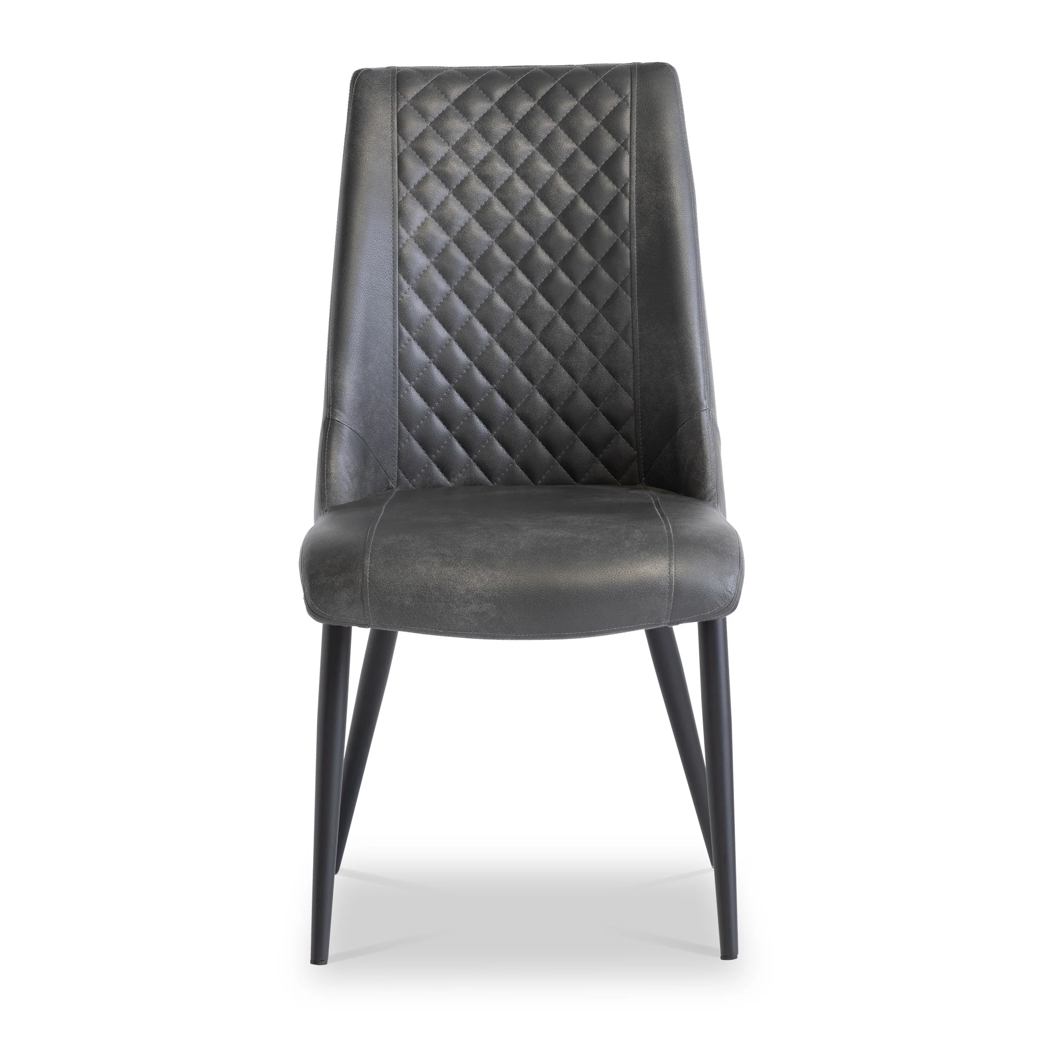 Spencer Grey Faux Leather Quilted Dining Chair - Image 2