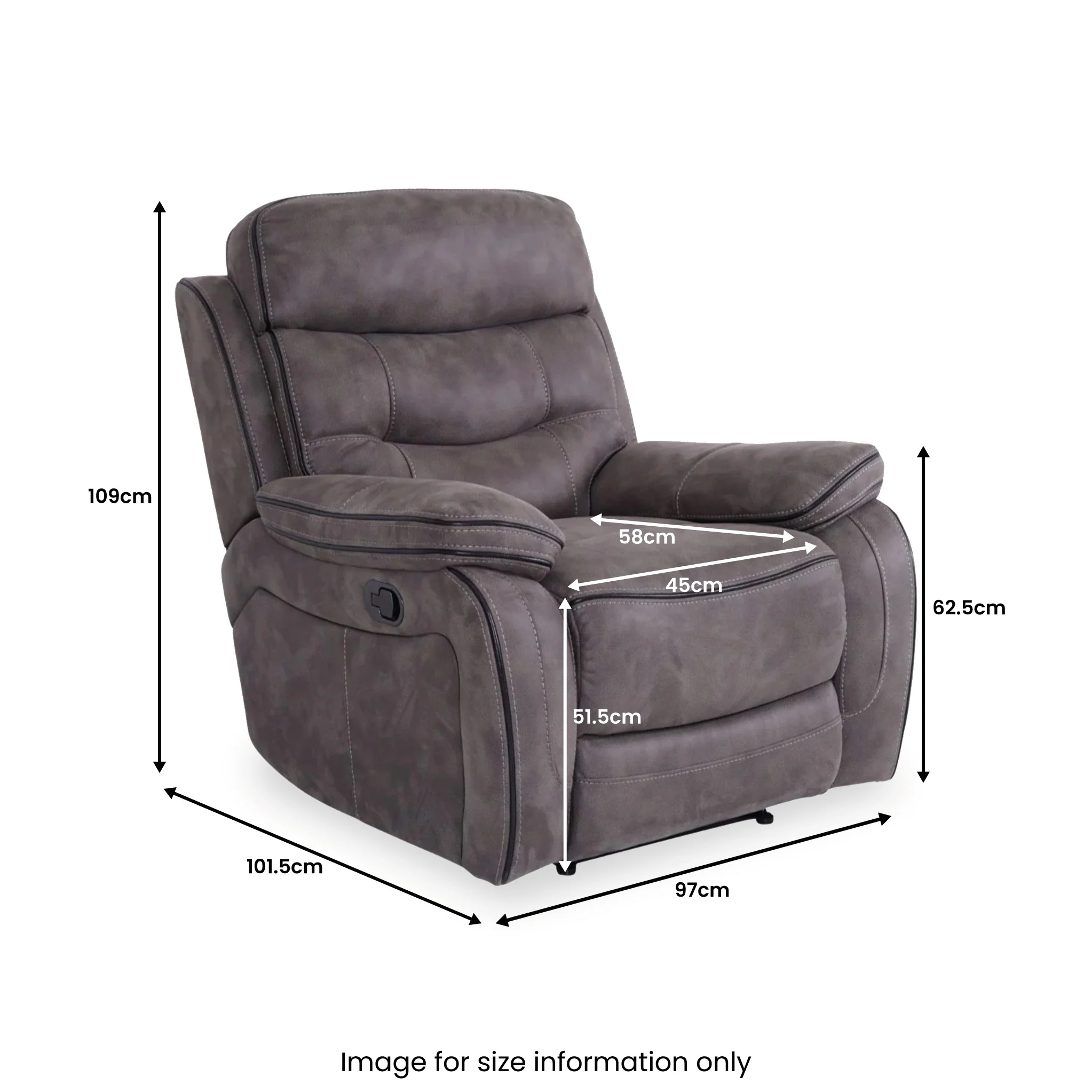 Stanford Fabric Reclining Armchair - Image 3