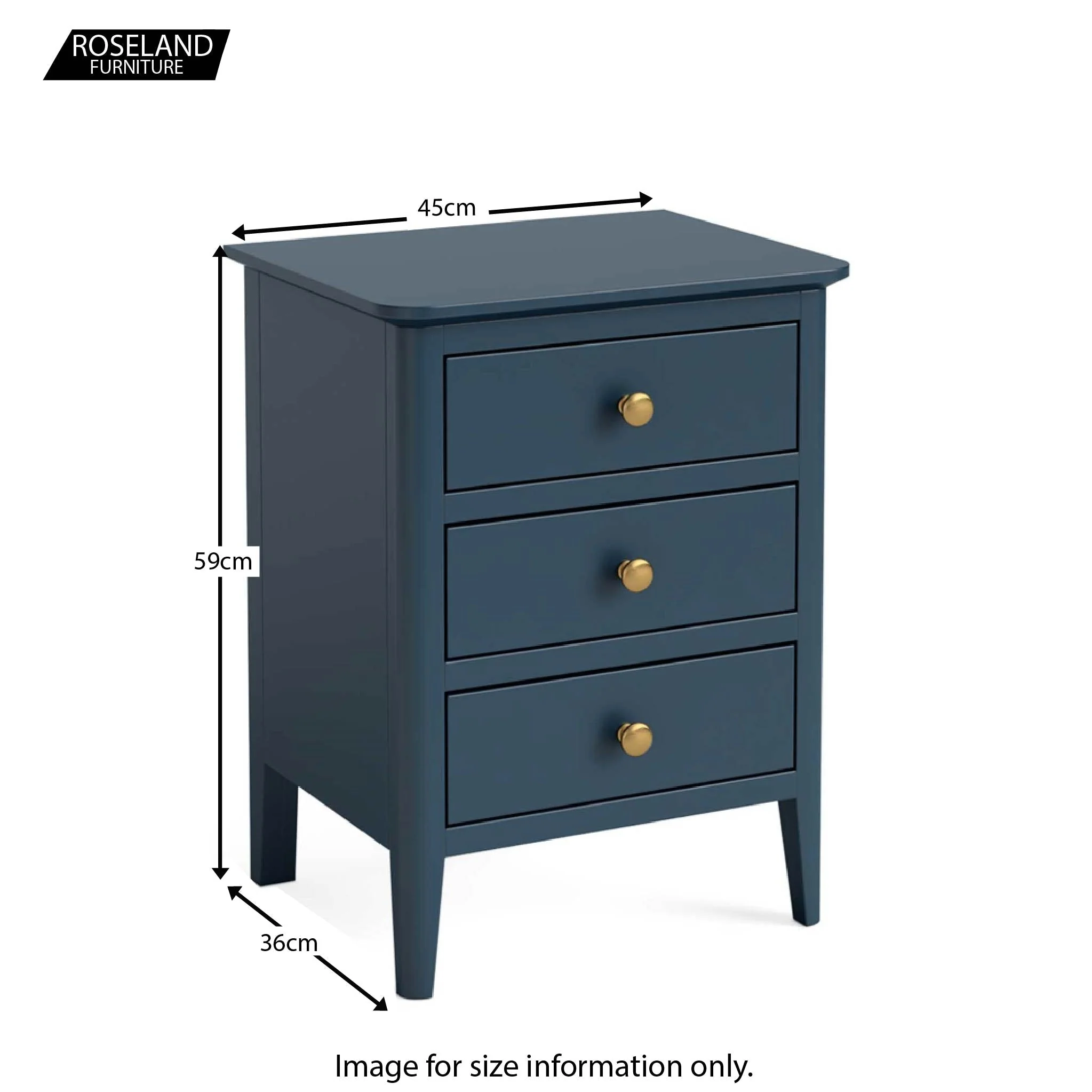 Stirling Blue 3 Drawer Bedside Table - Image 7