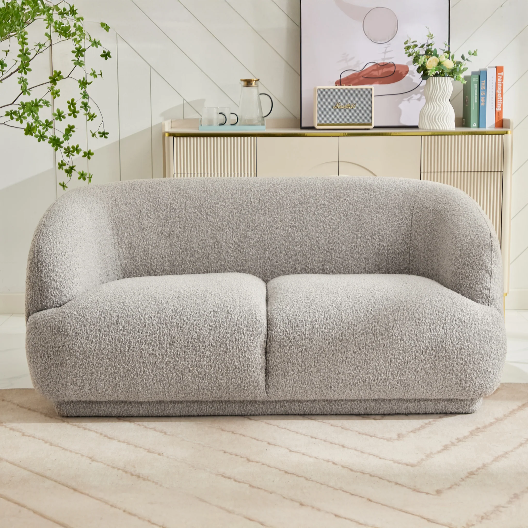 Sudsy Soft Boucle Curve 2 Seater Sofa - Image 2