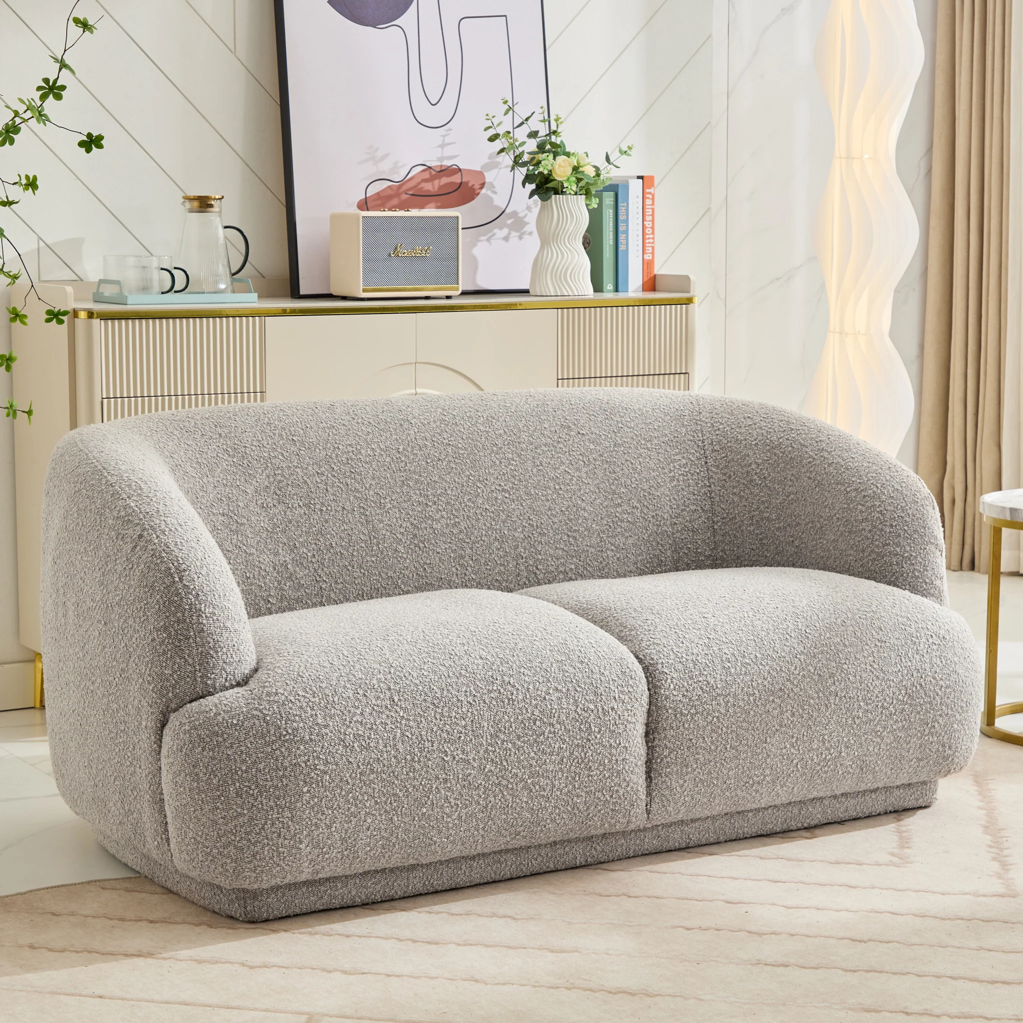 Sudsy Soft Boucle Curve 2 Seater Sofa - Image 3