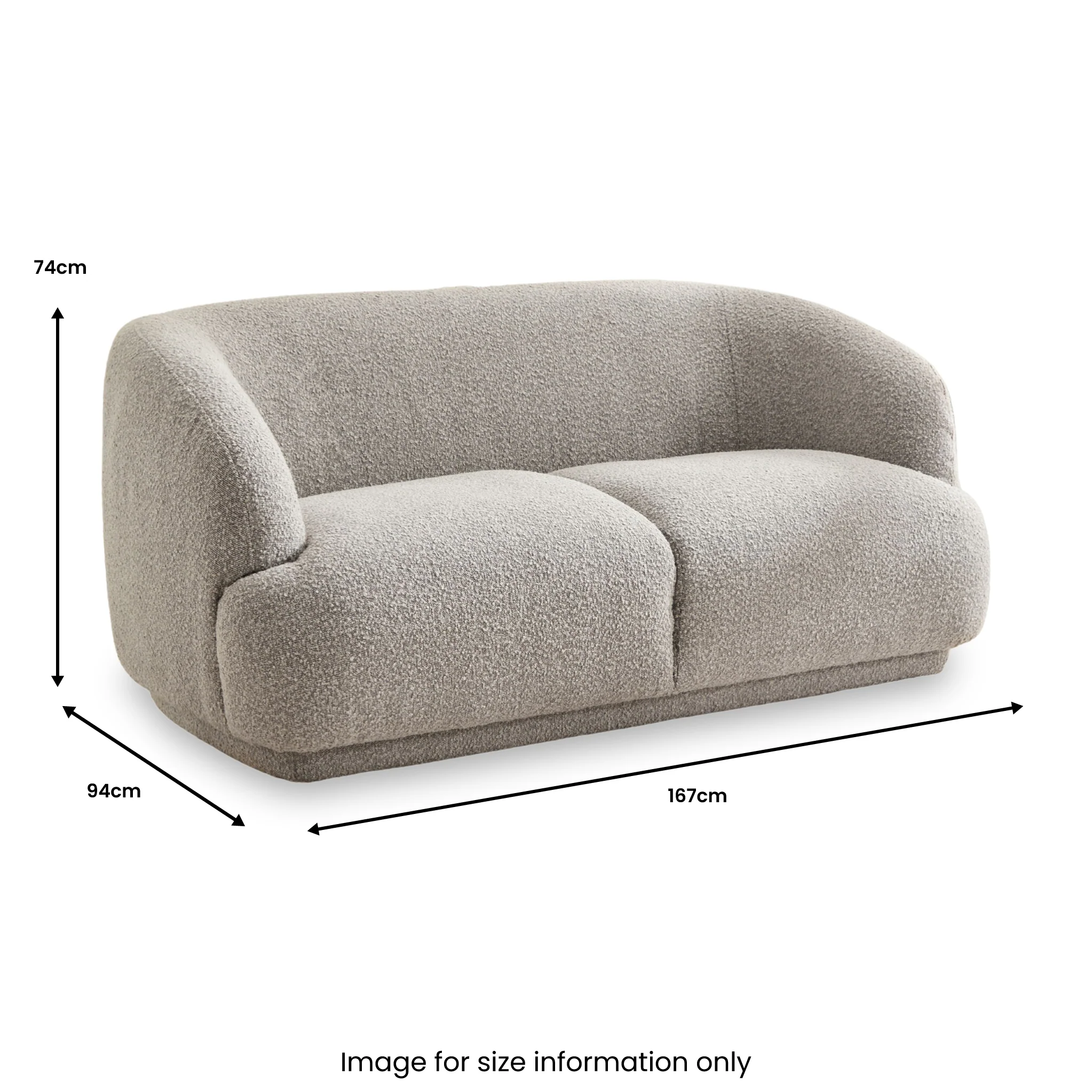Sudsy Soft Boucle Curve 2 Seater Sofa - Image 6