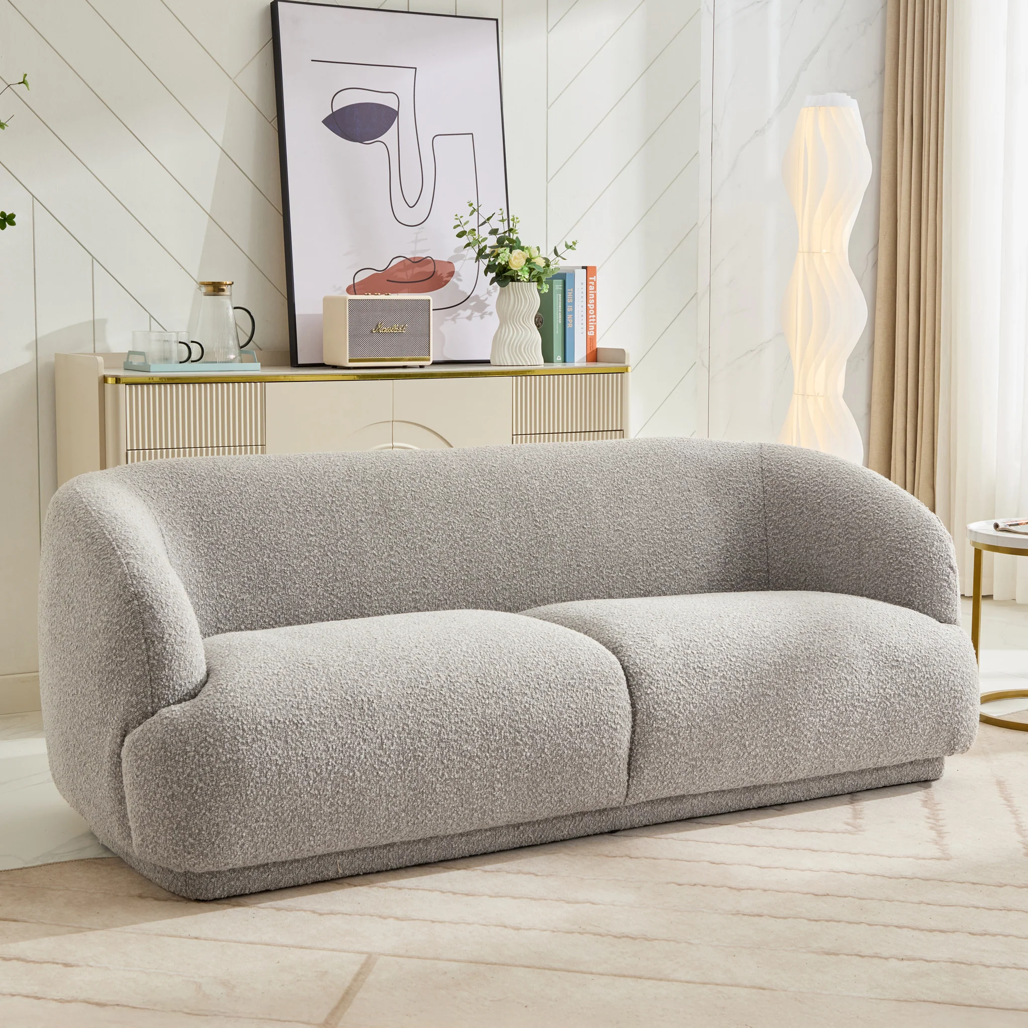 Sudsy Soft Boucle Curve 3 Seater Sofa - Image 2