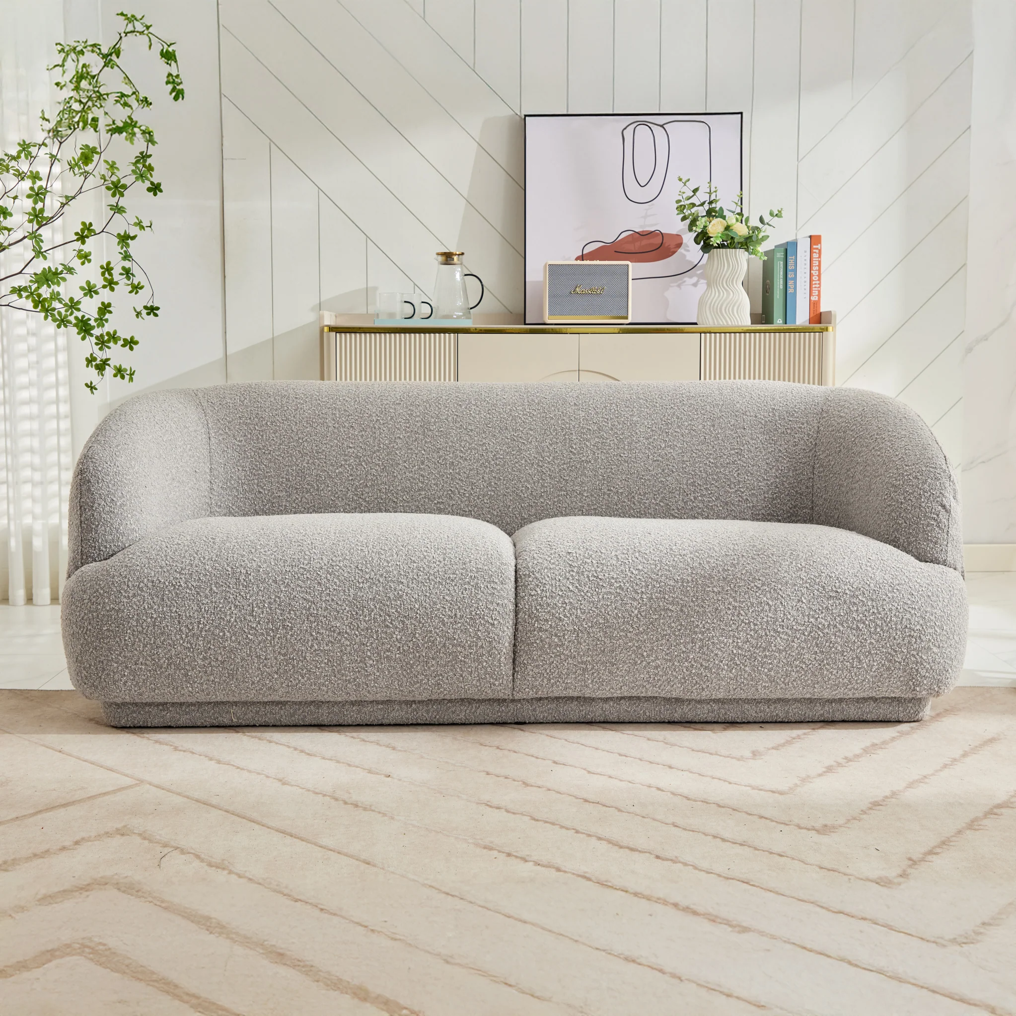 Sudsy Soft Boucle Curve 3 Seater Sofa - Image 3
