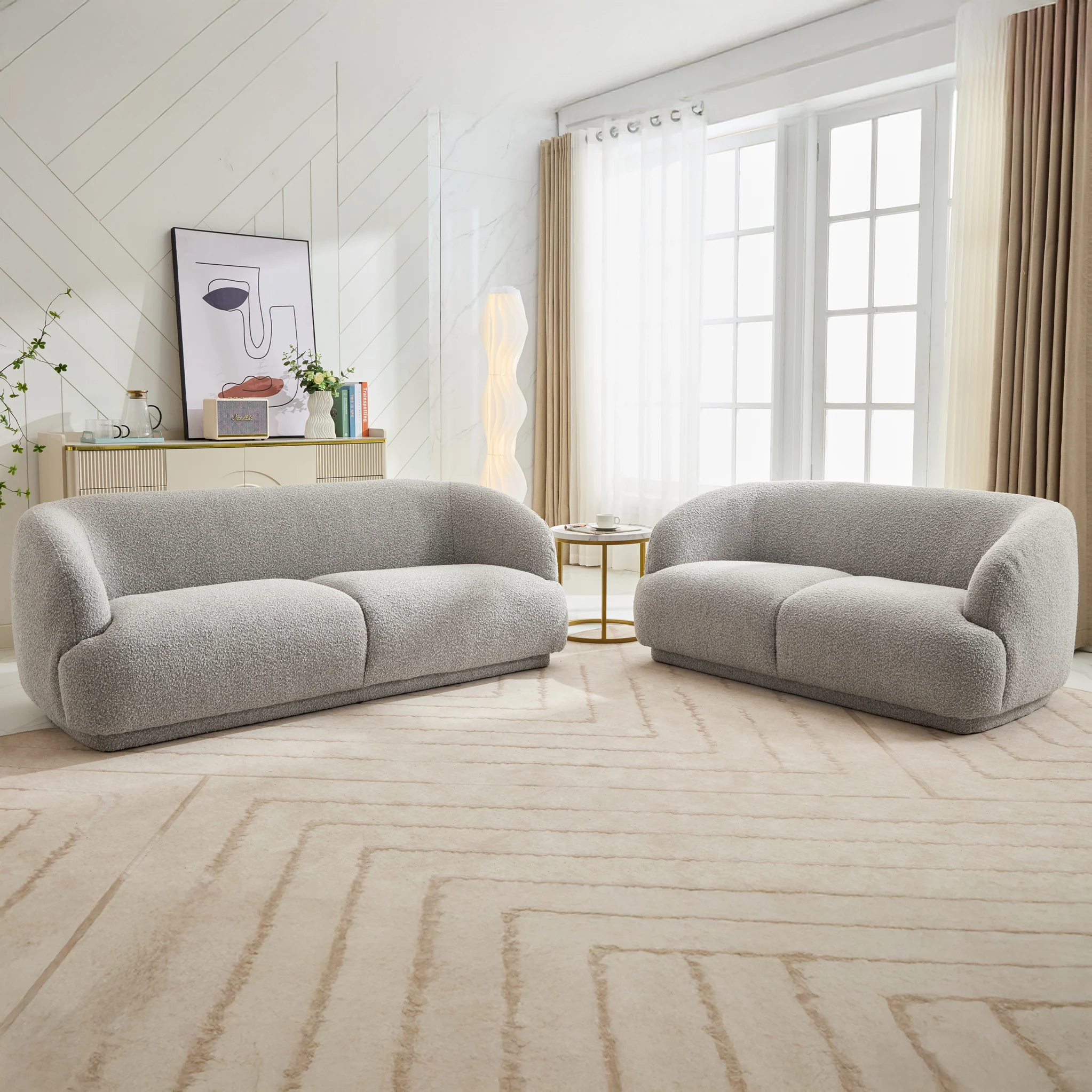 Sudsy Soft Boucle Curve 3 Seater Sofa - Image 4
