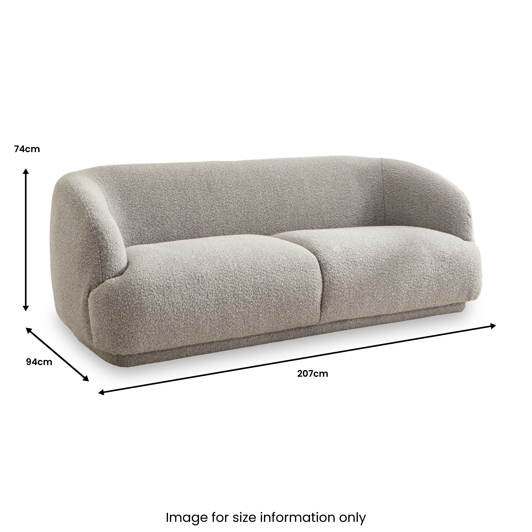 Sudsy Soft Boucle Curve 3 Seater Sofa - Image 6