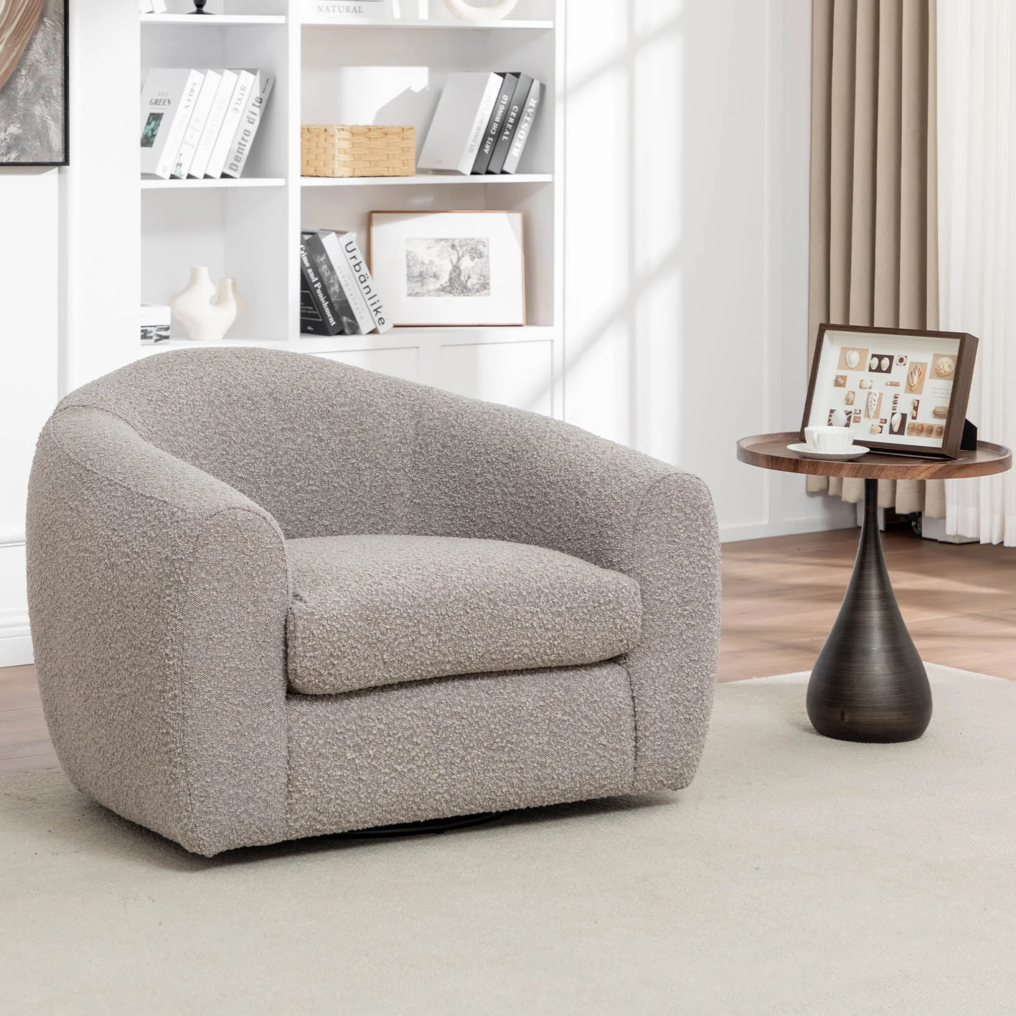 Sudsy Soft Boucle Curve Swivel Chair - Image 2
