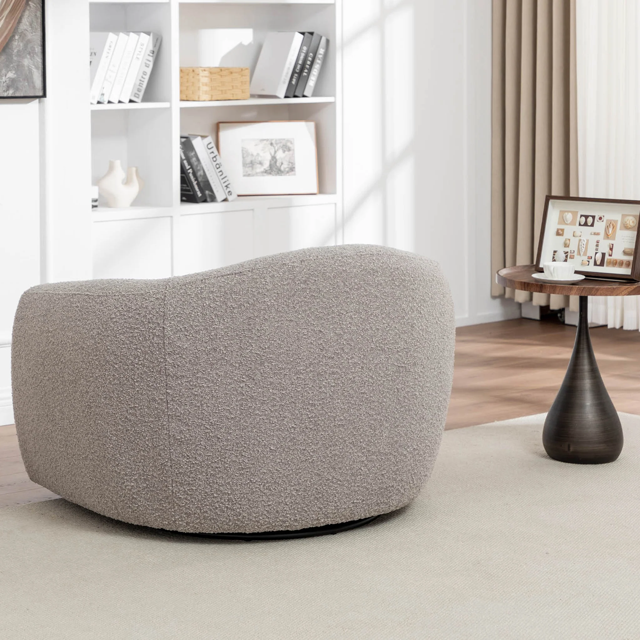 Sudsy Soft Boucle Curve Swivel Chair - Image 4