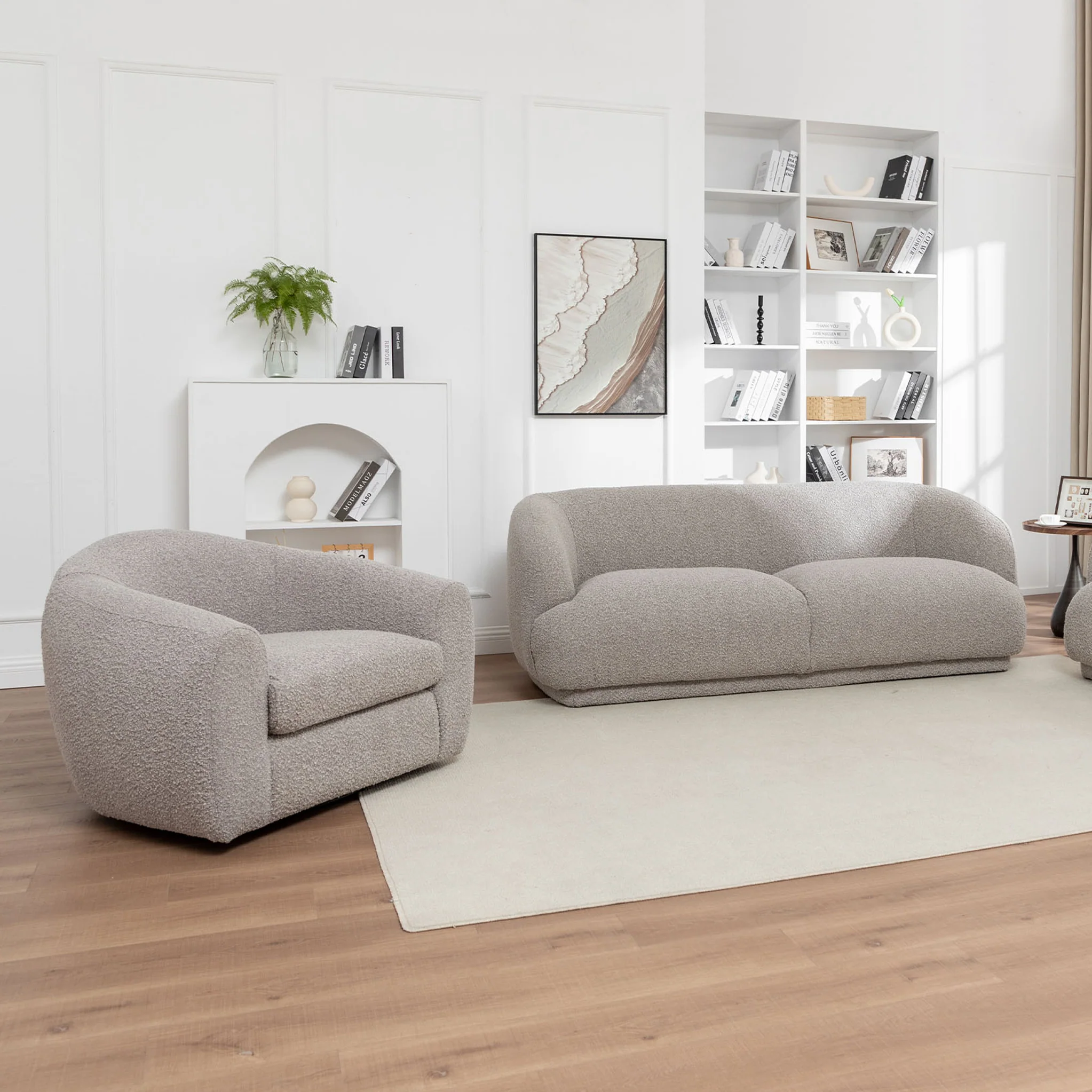 Sudsy Soft Boucle Curve Swivel Chair - Image 5