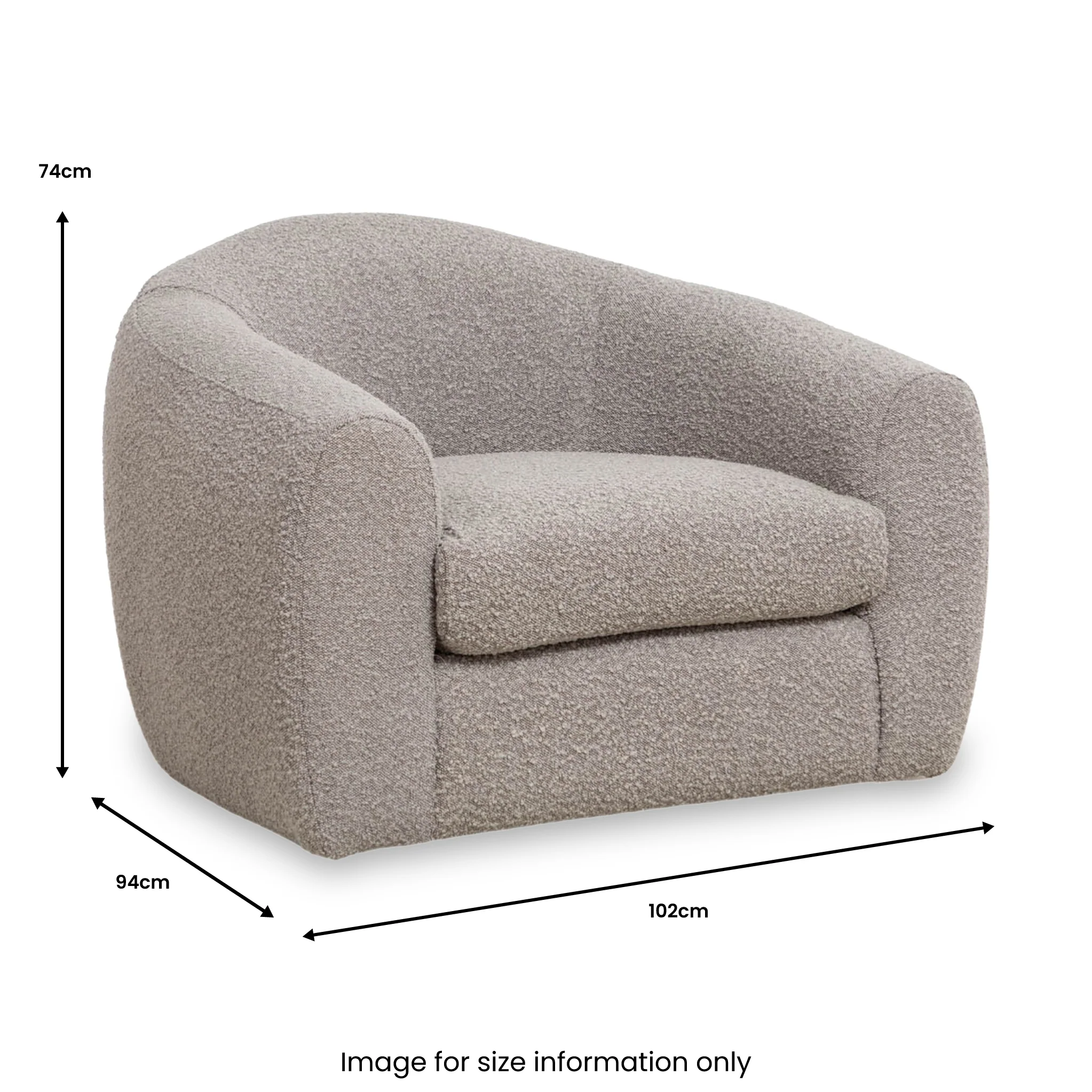 Sudsy Soft Boucle Curve Swivel Chair - Image 6