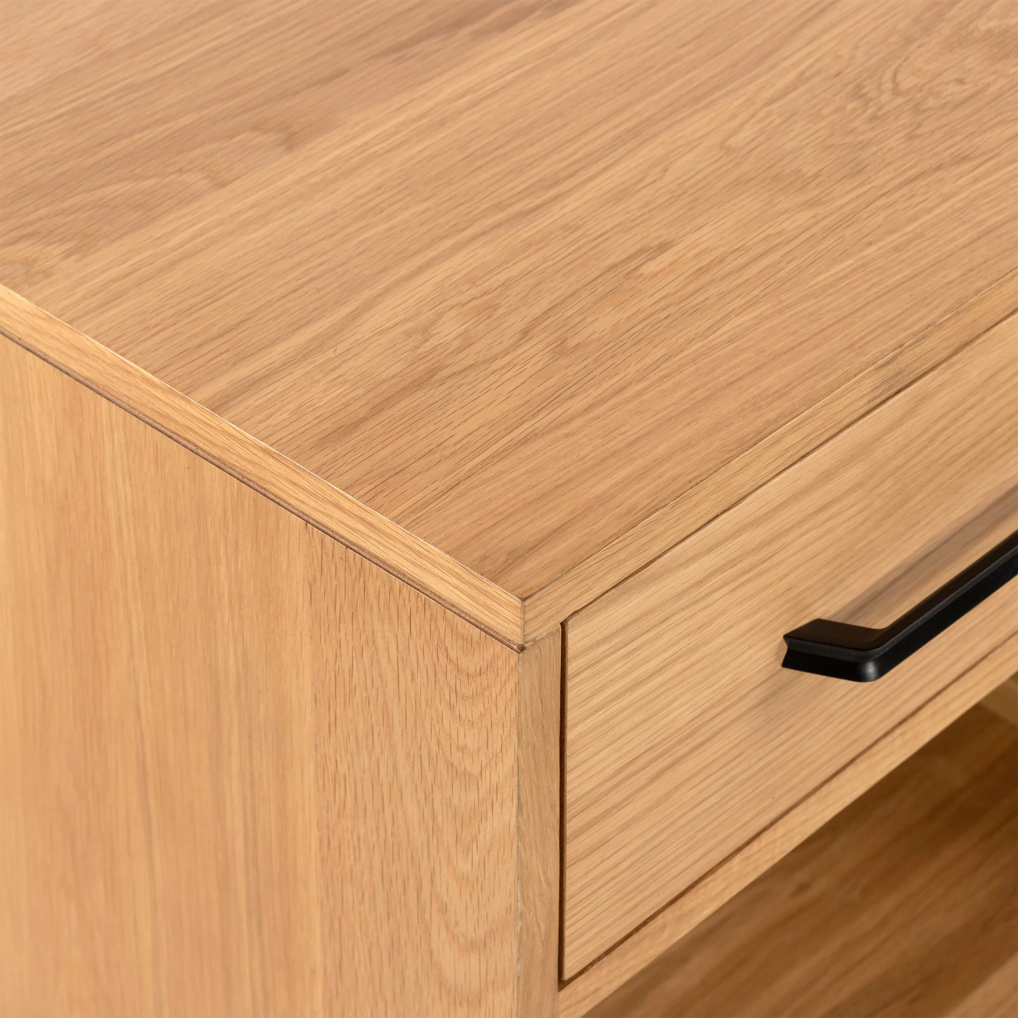Sunburst Oak 1 Drawer Open Shelf Bedside Table - Image 10