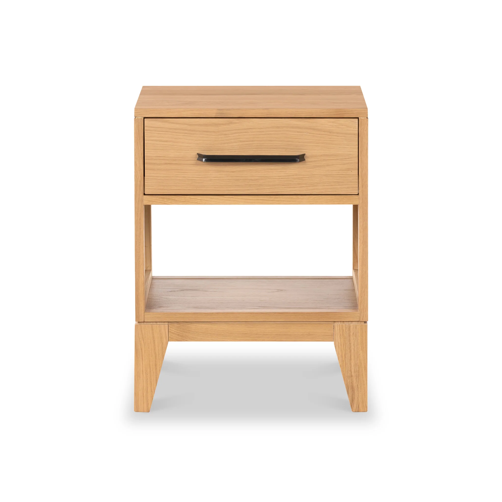 Sunburst Oak 1 Drawer Open Shelf Bedside Table - Image 3