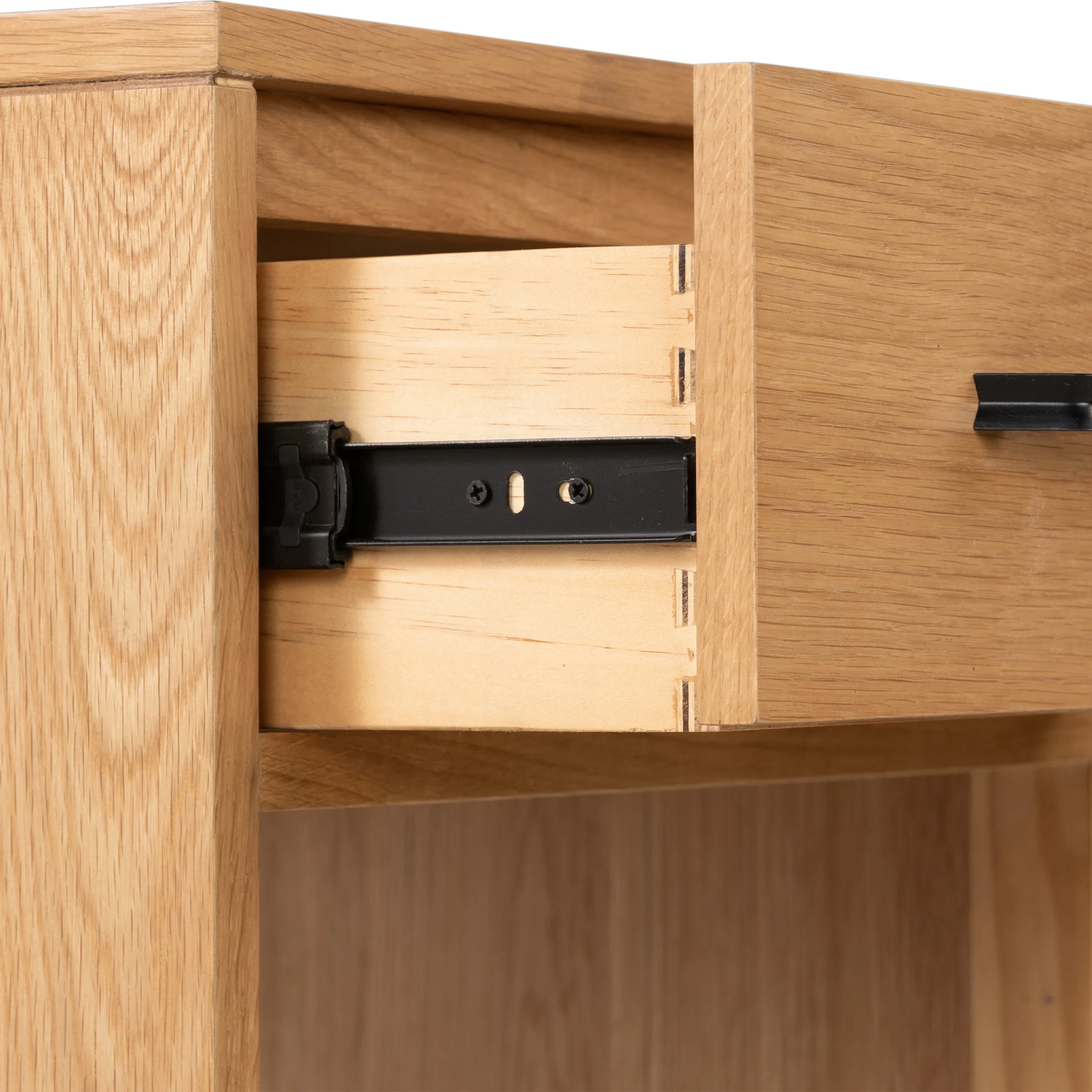 Sunburst Oak 1 Drawer Open Shelf Bedside Table - Image 8