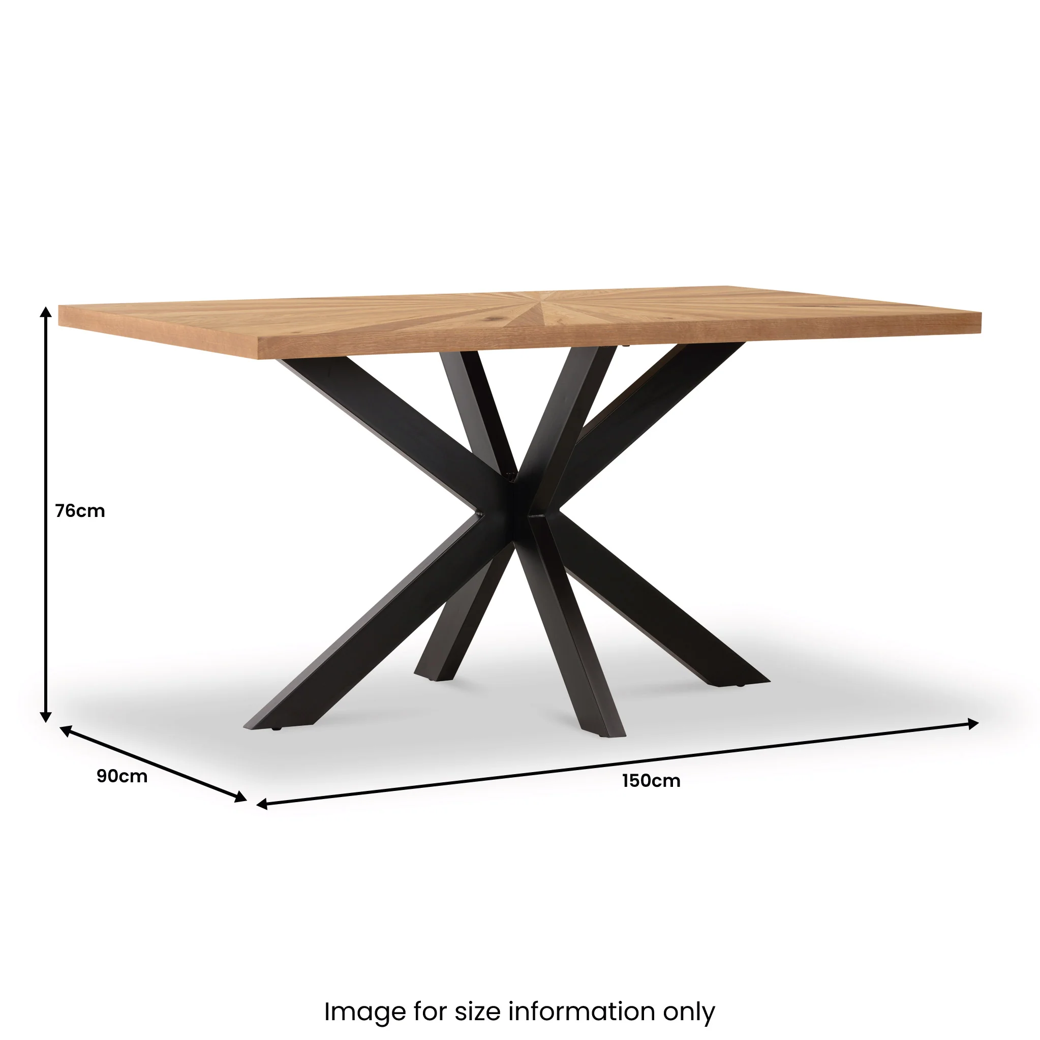 Sunburst Oak 150cm Rectangular Dining Table - Image 11