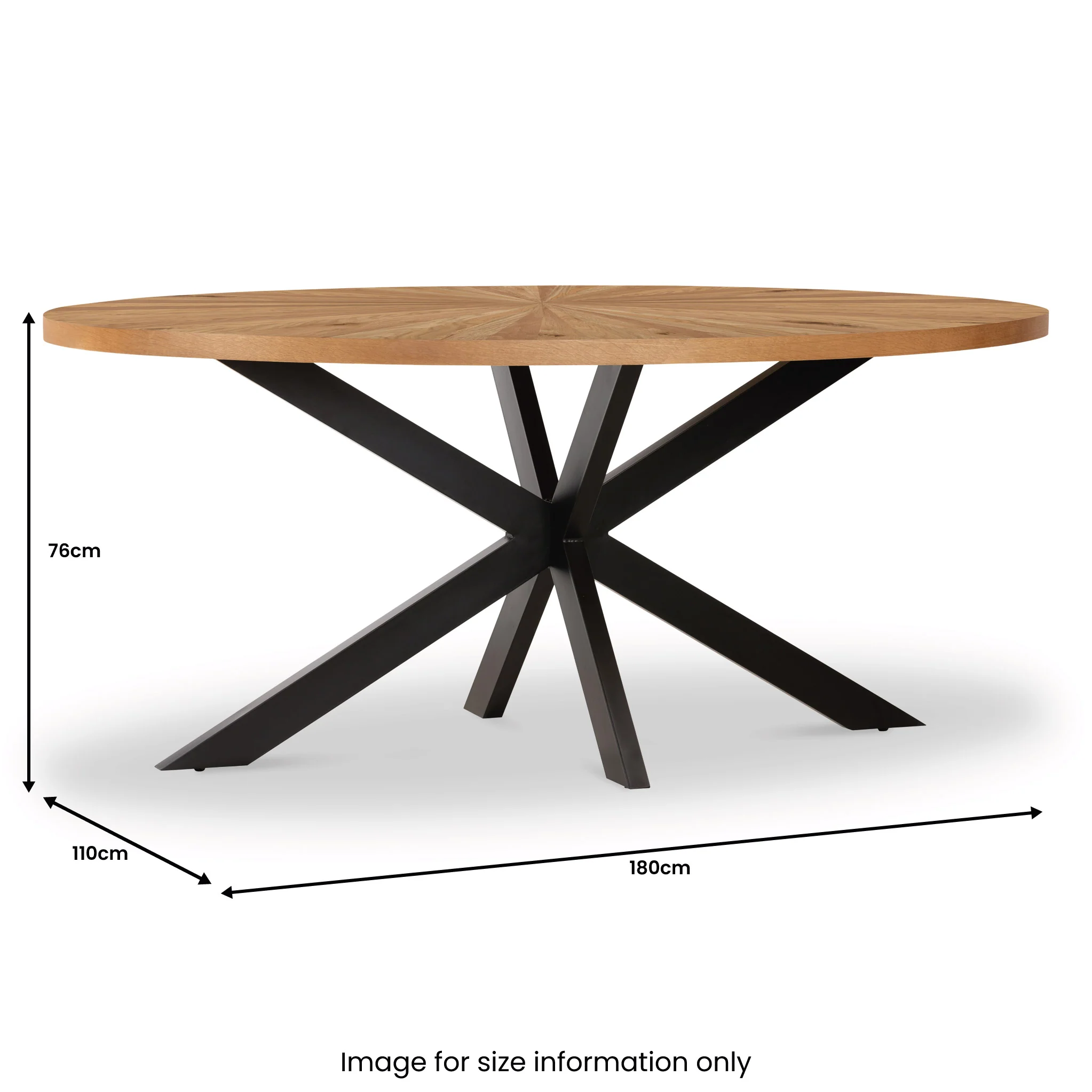 Sunburst Oak 180cm Ellipse Dining Table - Image 12