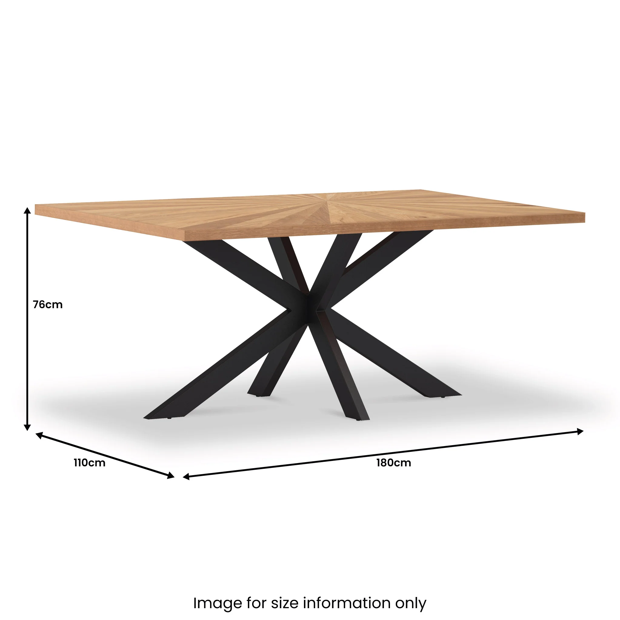 Sunburst Oak 180cm Rectangular Dining Table - Image 11