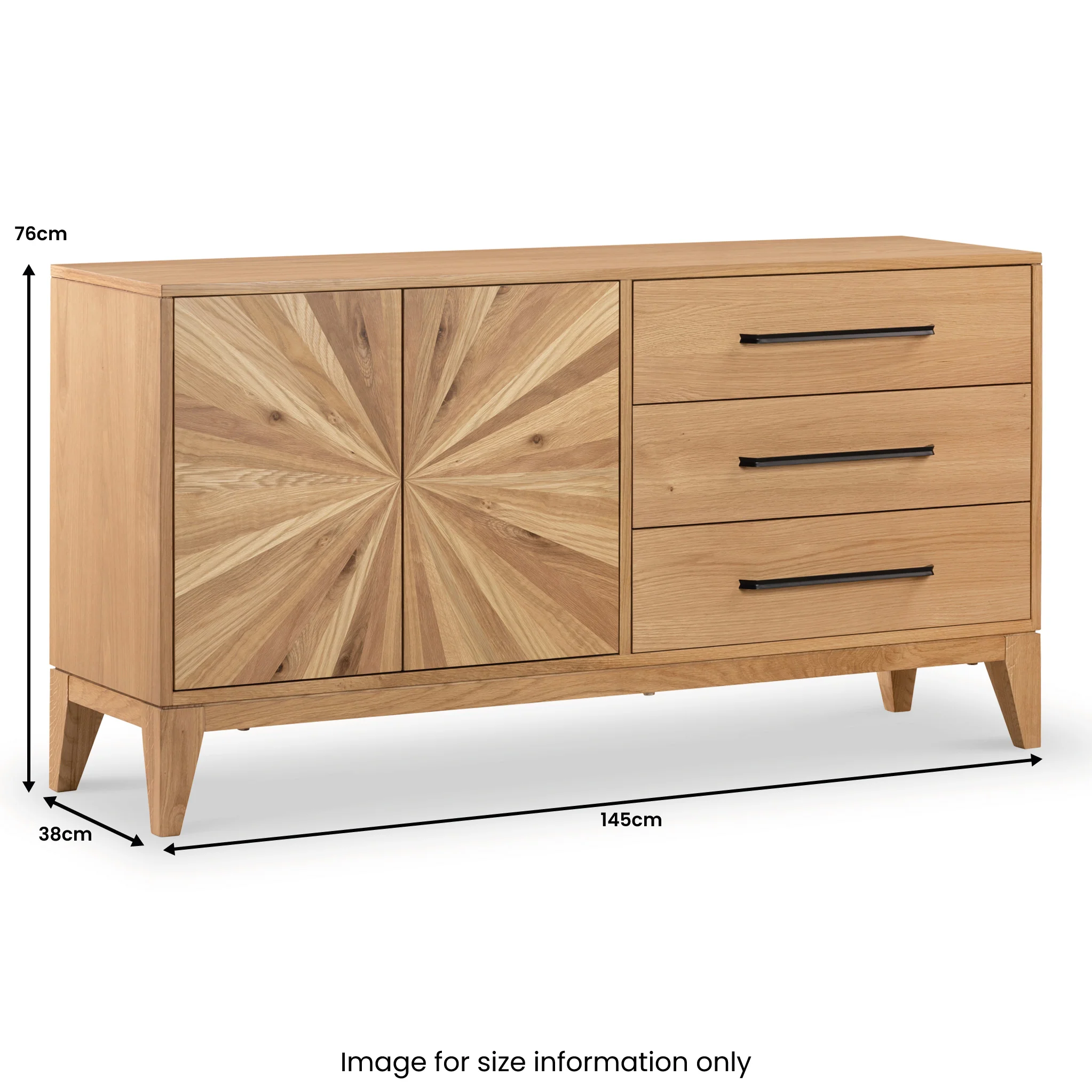 Sunburst Oak Large 2 Door 3 Drawer Sideboard - Image 18