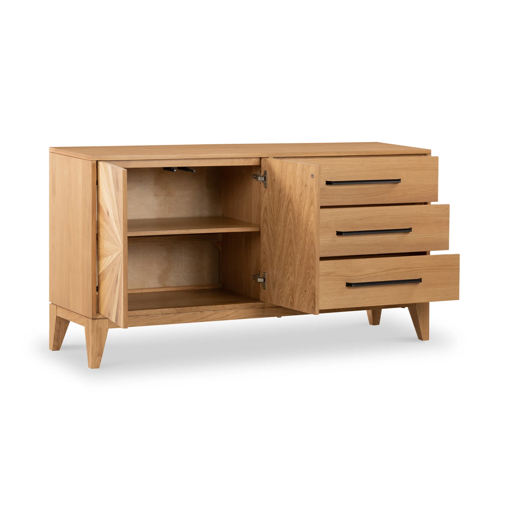 Sunburst Oak Large 2 Door 3 Drawer Sideboard - Image 4