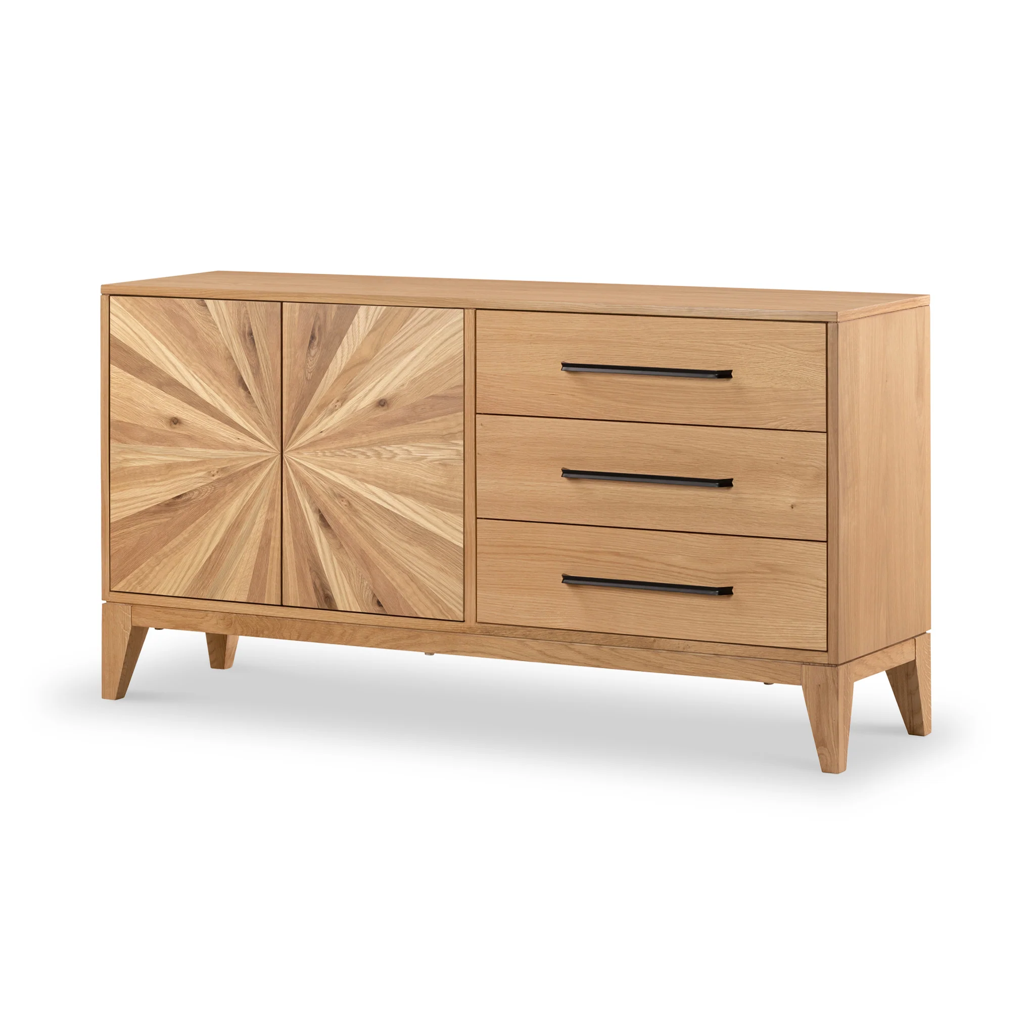 Sunburst Oak Large 2 Door 3 Drawer Sideboard - Image 6
