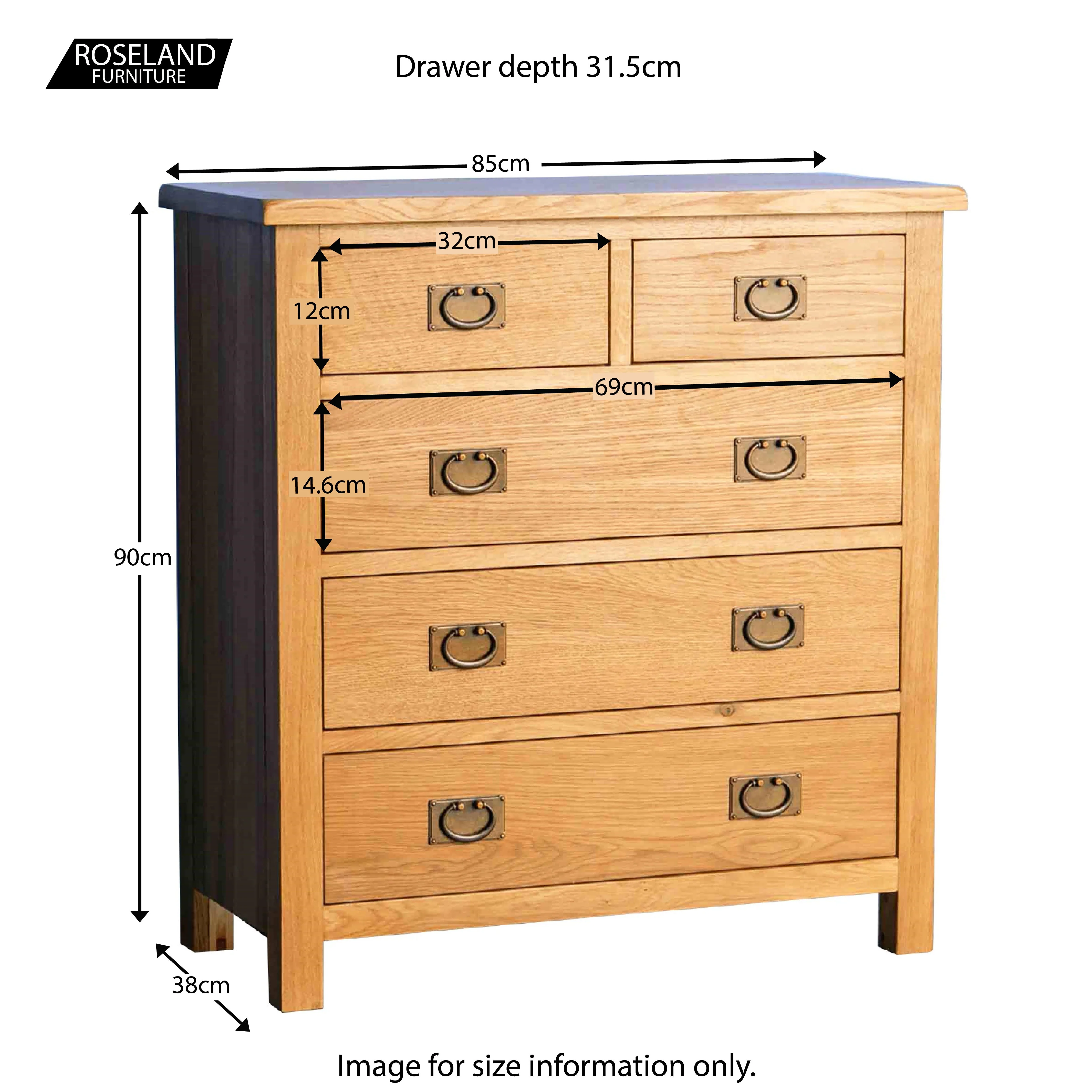 Surrey Oak 2 Over 3 Drawer Chest - Image 23