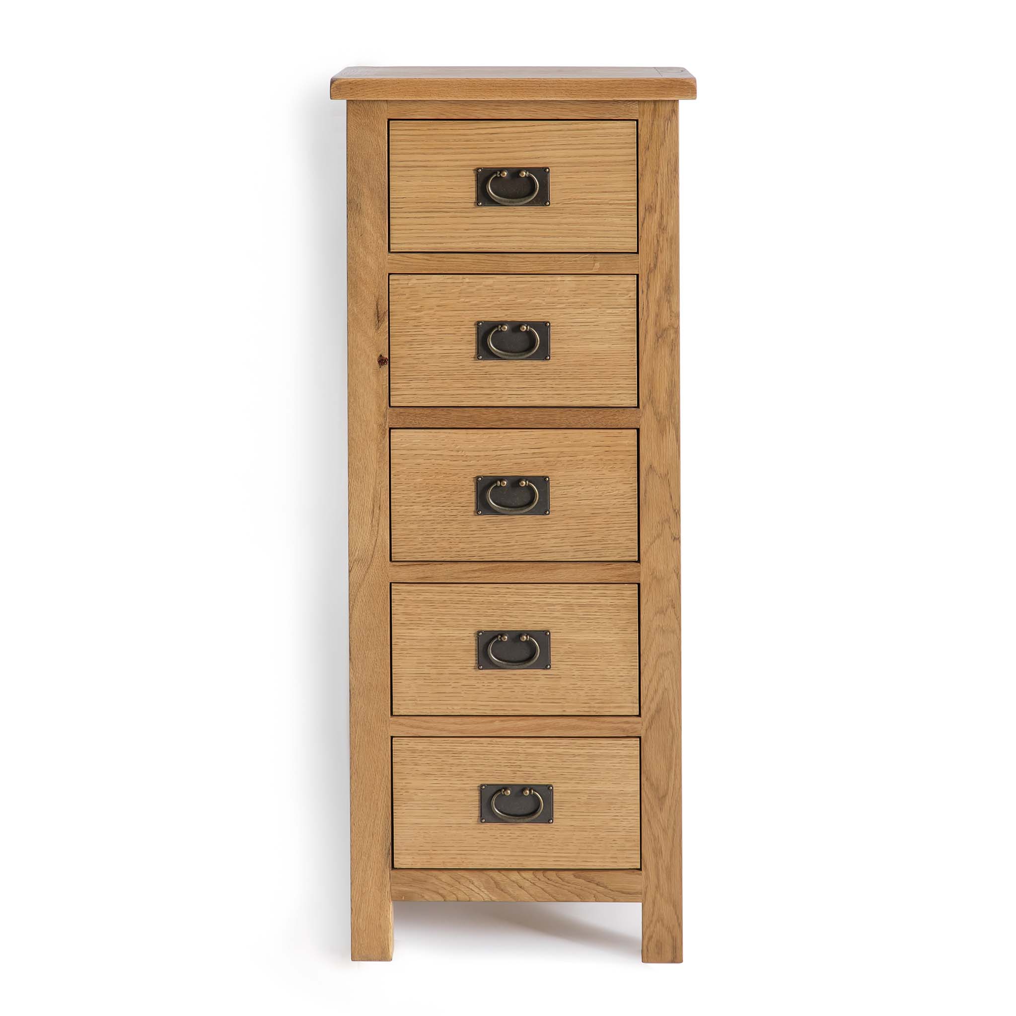 Surrey Oak 5 Drawer Tallboy Chest - Image 3