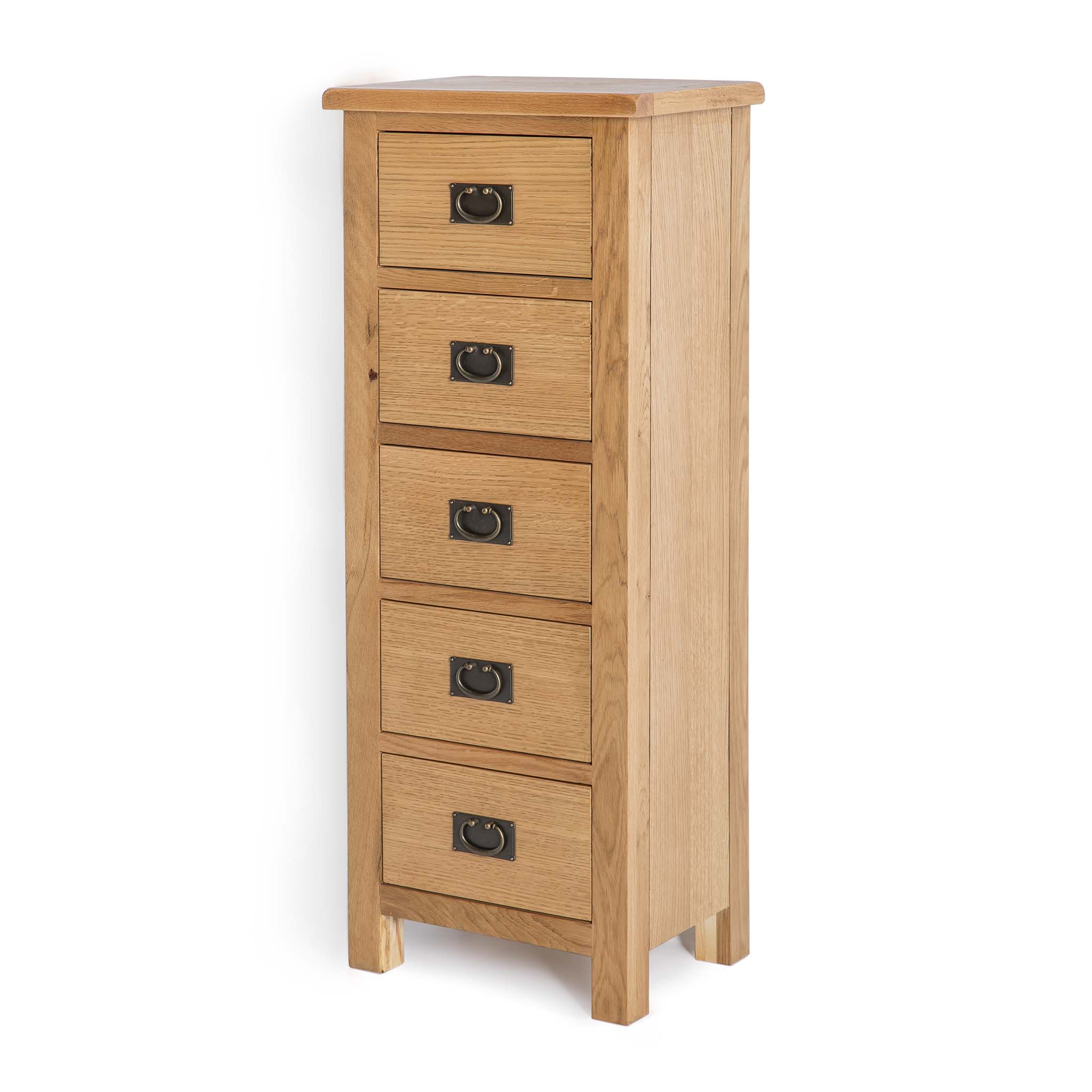 Surrey Oak 5 Drawer Tallboy Chest - Image 4