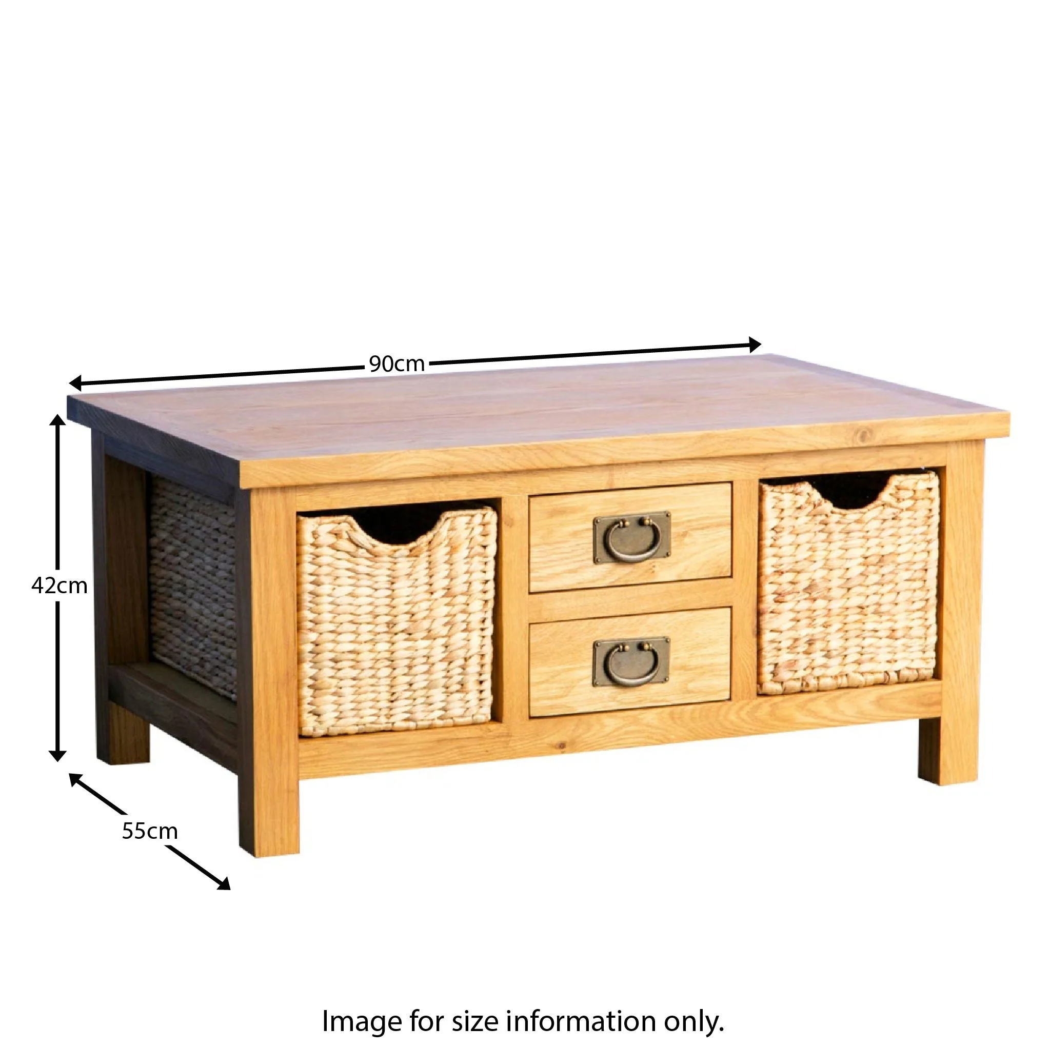 Surrey Oak Coffee Table with Baskets - Image 13